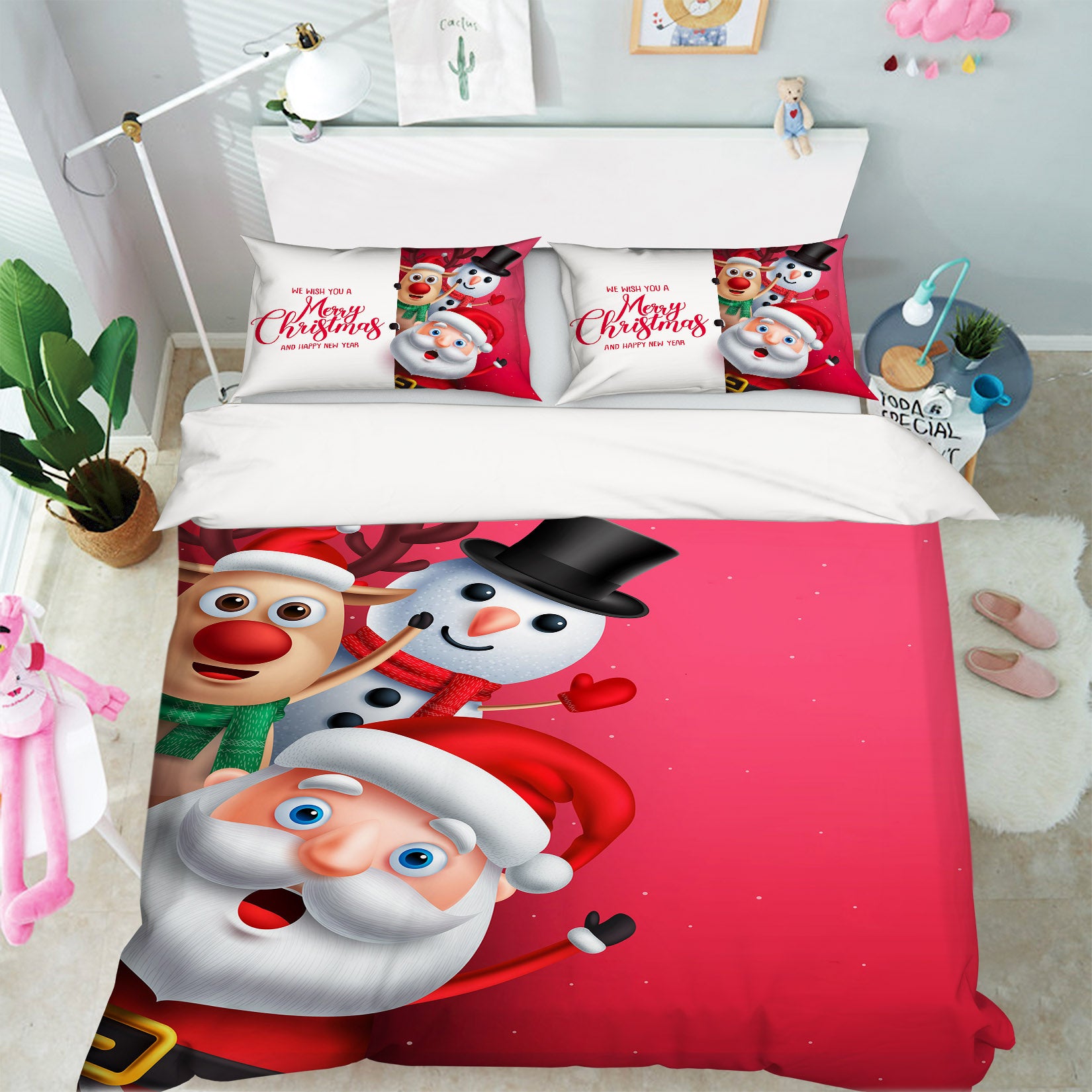 3D Santa Claus Snowman Deer 51016 Christmas Quilt Duvet Cover Xmas Bed Pillowcases