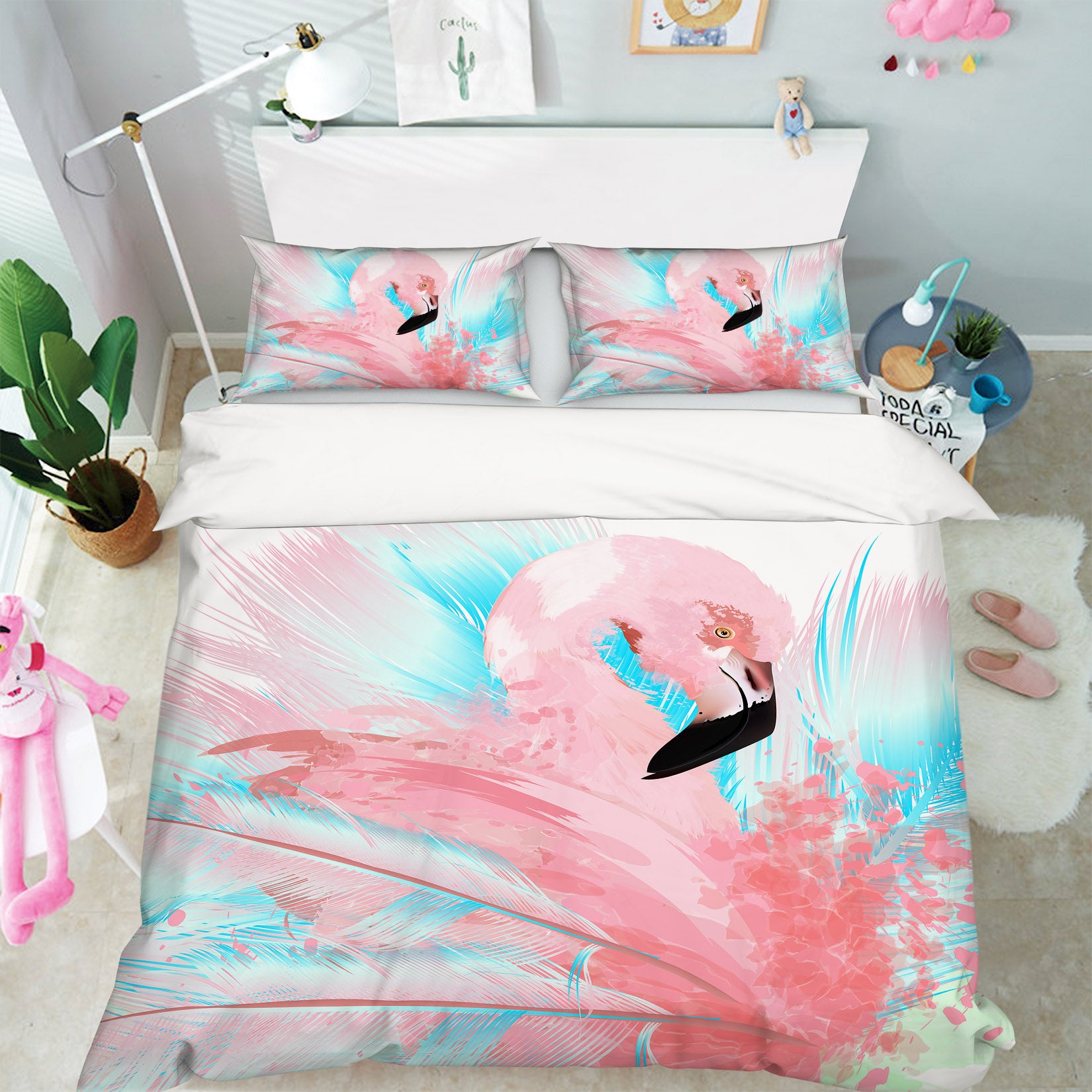 3D Flamingo 15064 Bed Pillowcases Quilt
