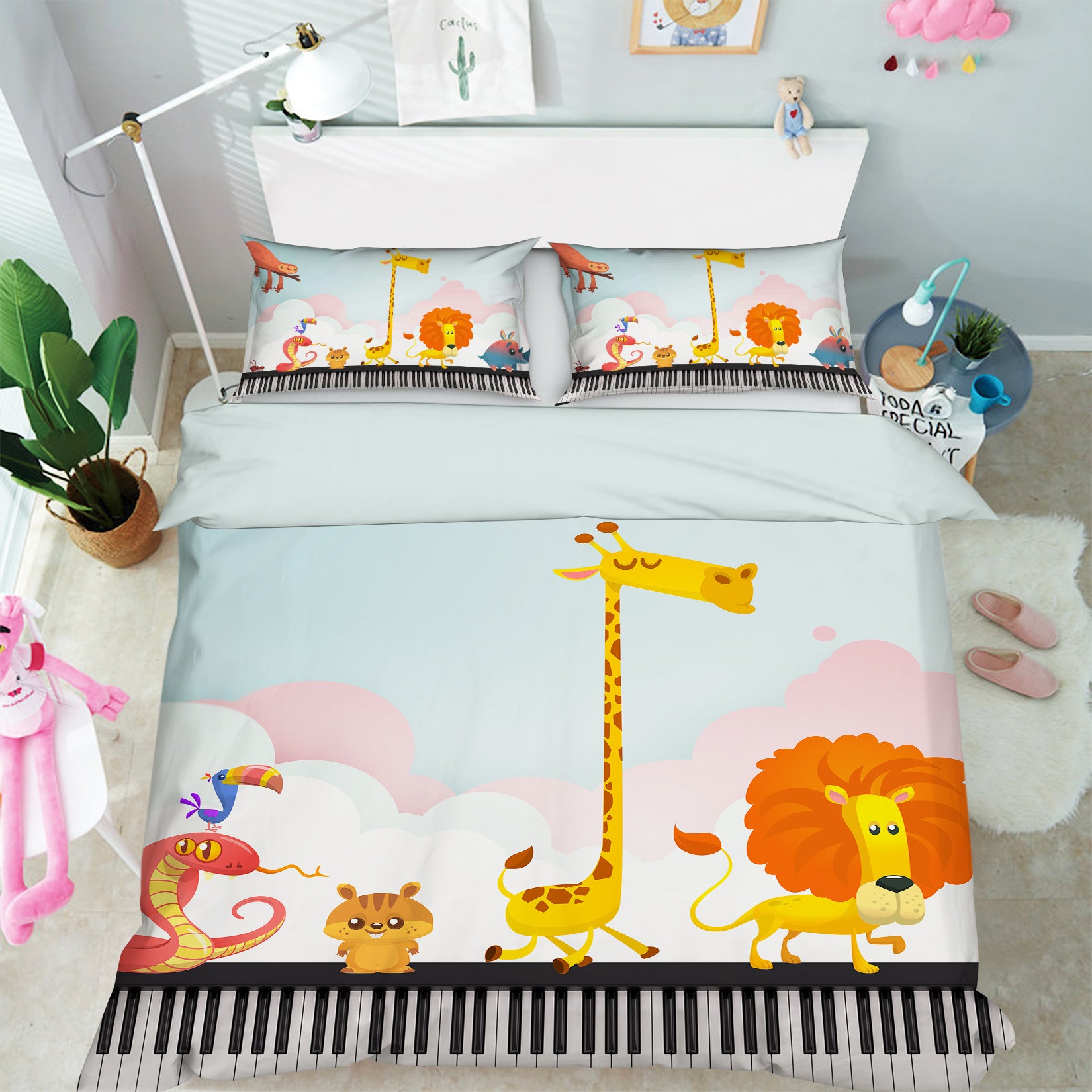3D Giraffe Lion 13145 Bed Pillowcases Quilt