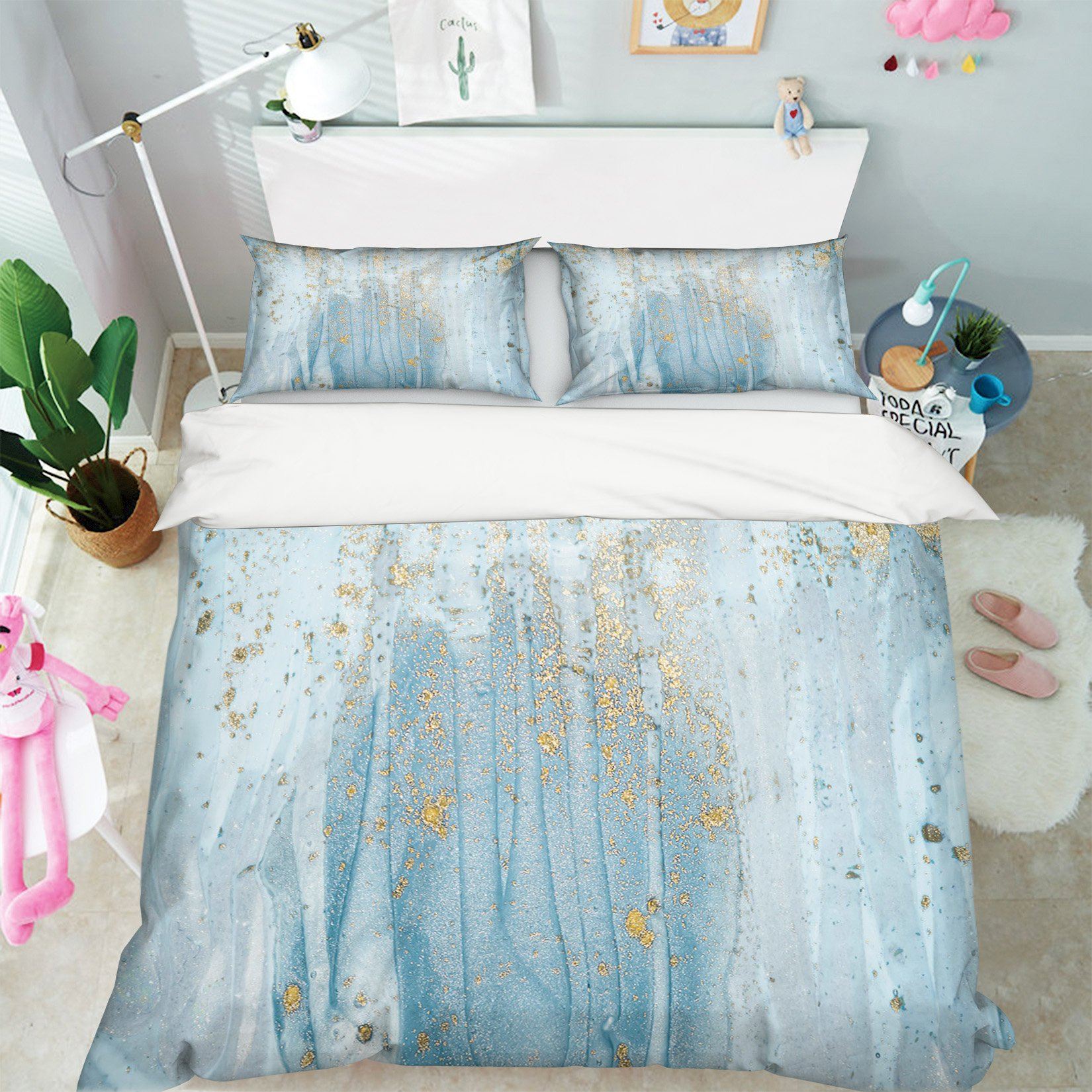 3D Blue Silver Sand 056 Bed Pillowcases Quilt Wallpaper AJ Wallpaper