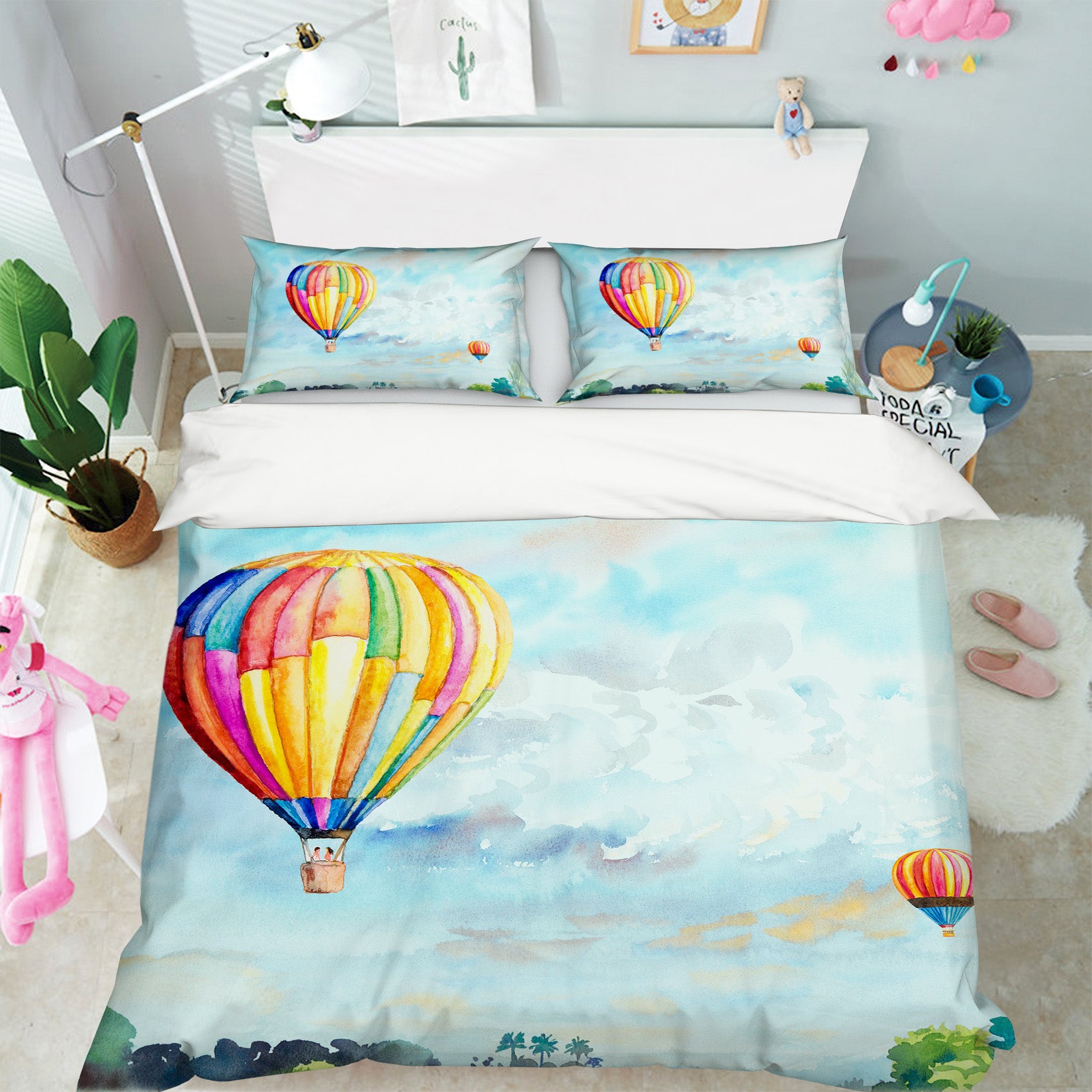 3D Hot Air Balloon 60137 Bed Pillowcases Quilt