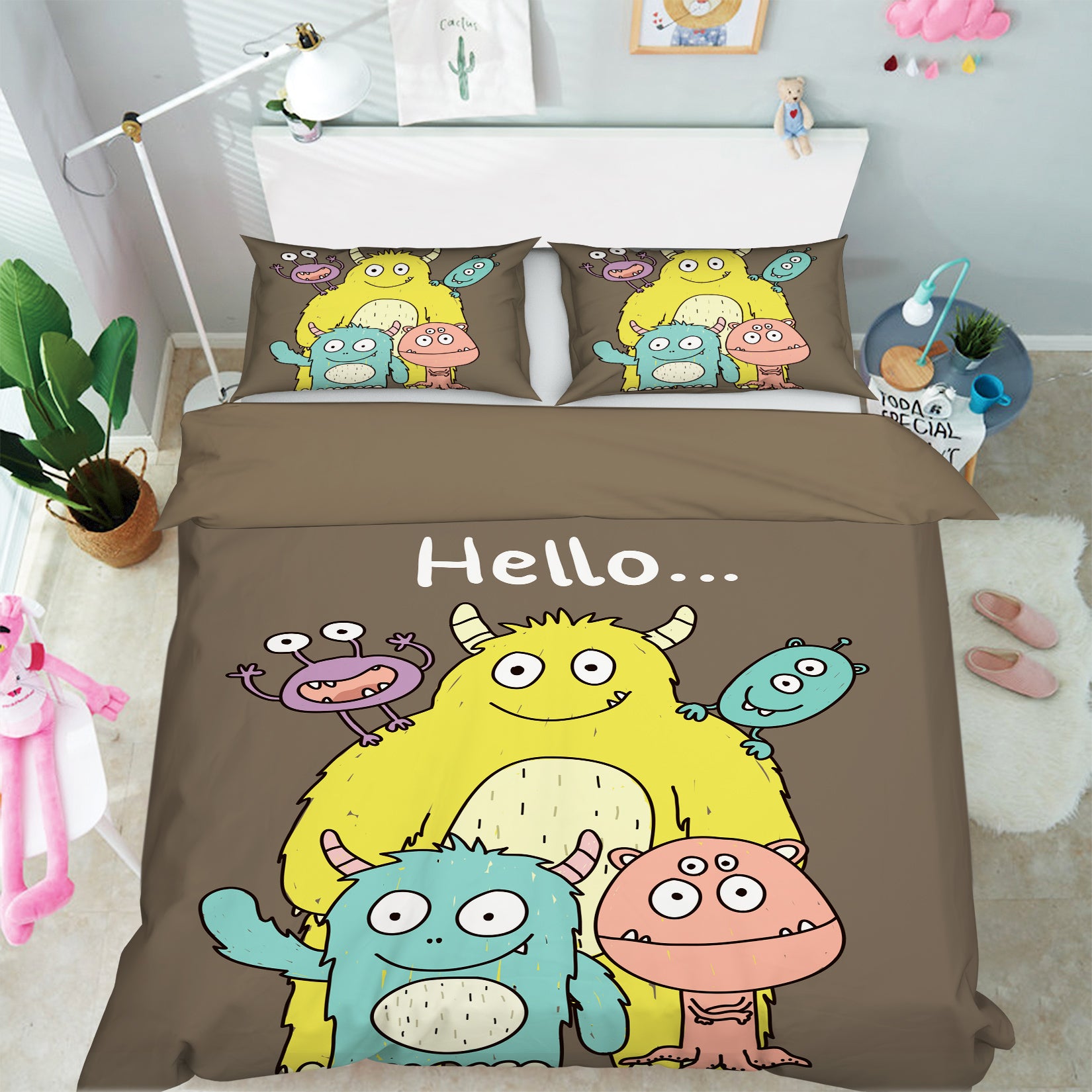 3D Cartoon Little Monster 59219 Bed Pillowcases Quilt