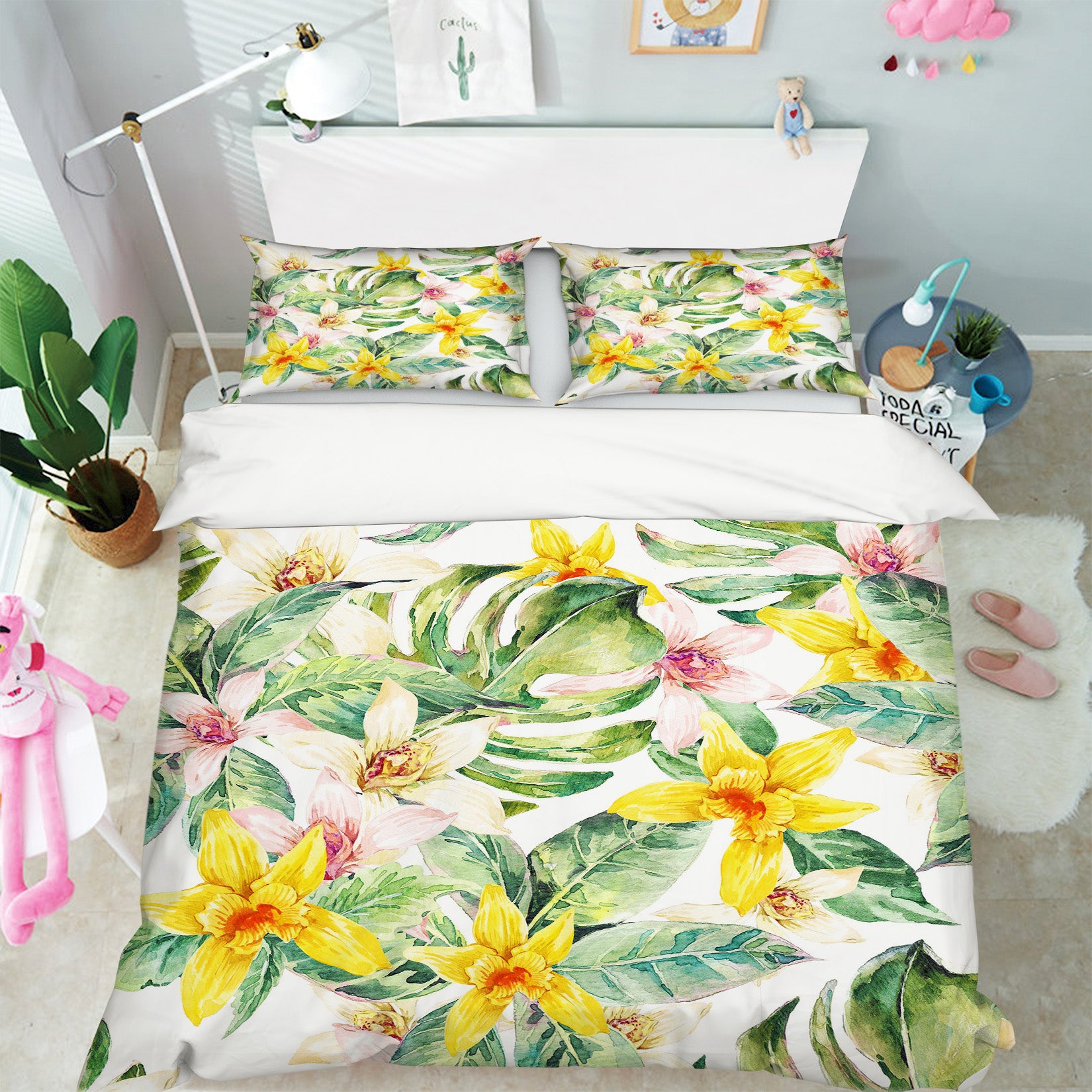 3D Yellow Flowers 60159 Bed Pillowcases Quilt