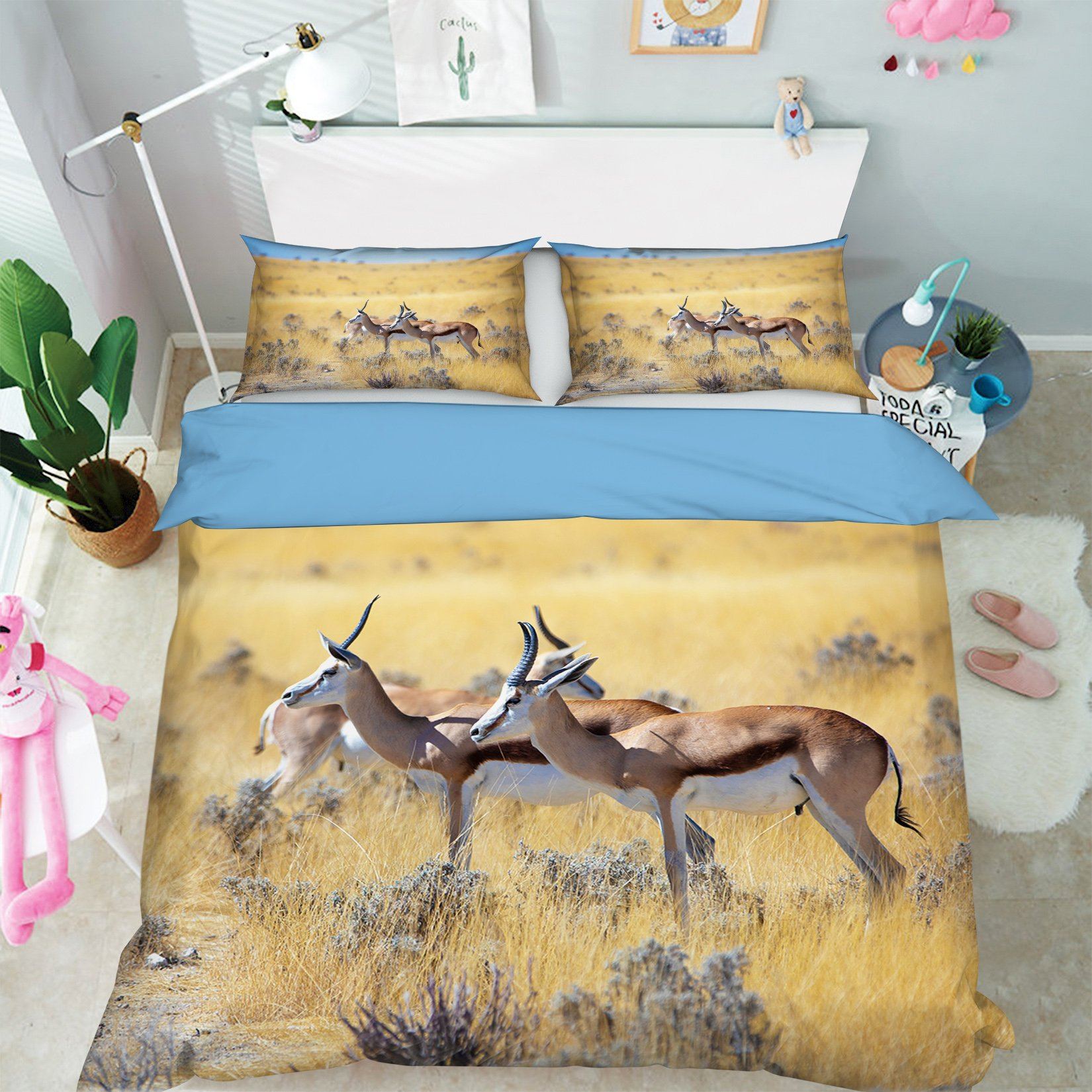 3D Antelope Running 1995 Bed Pillowcases Quilt Quiet Covers AJ Creativity Home