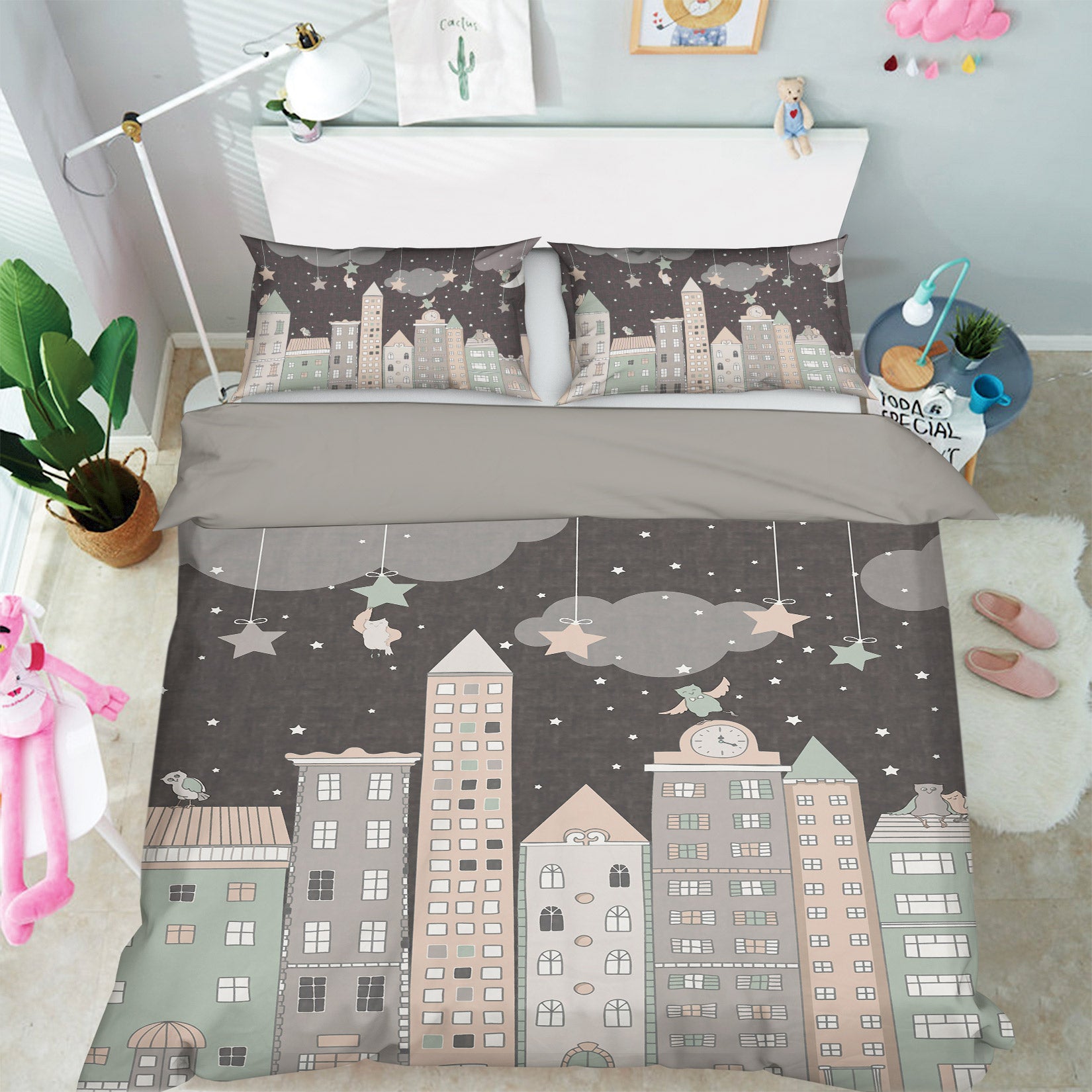 3D Houses Star 13104 Bed Pillowcases Quilt
