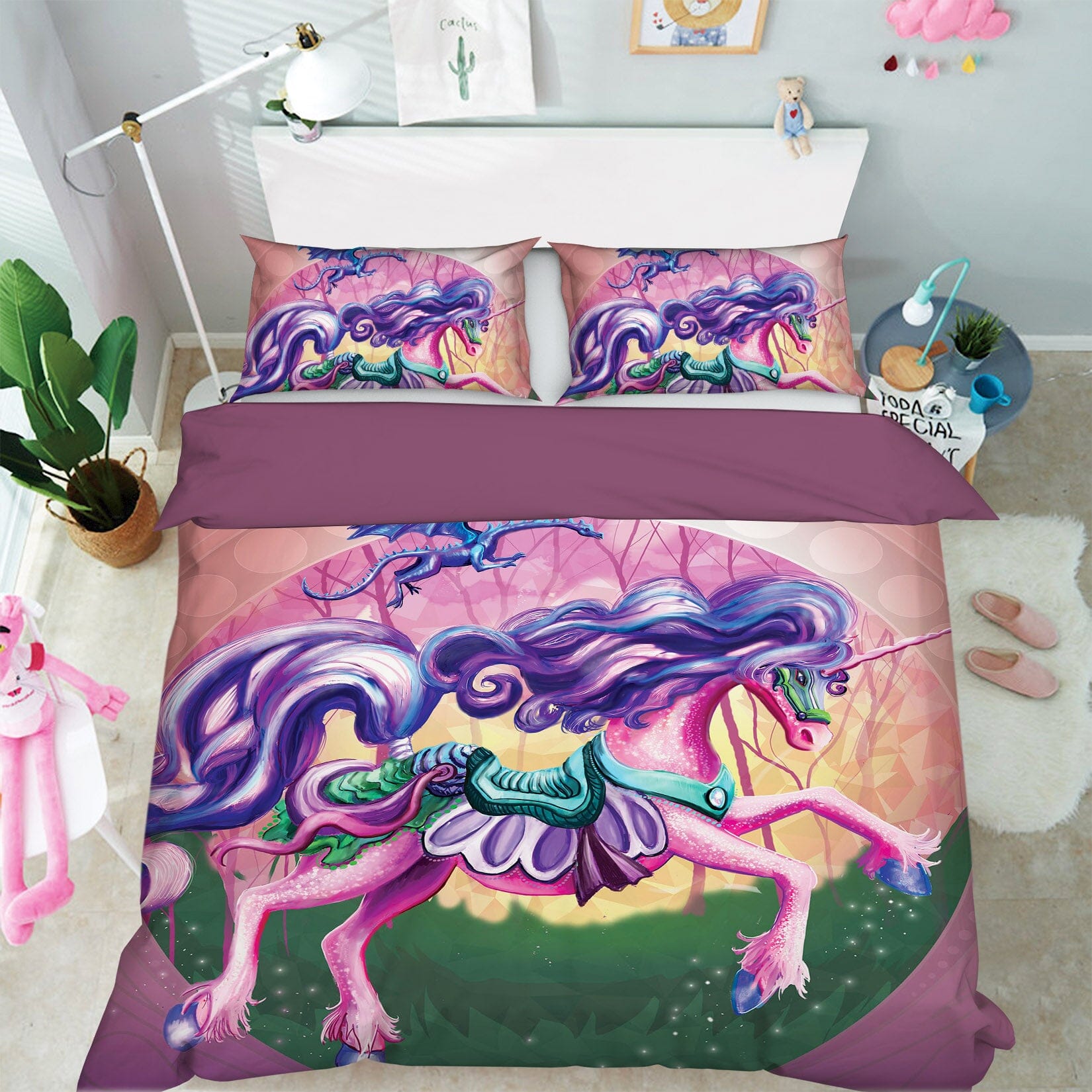 3D Unicorn Princess 121 Rose Catherine Khan Bedding Bed Pillowcases Quilt Quiet Covers AJ Creativity Home