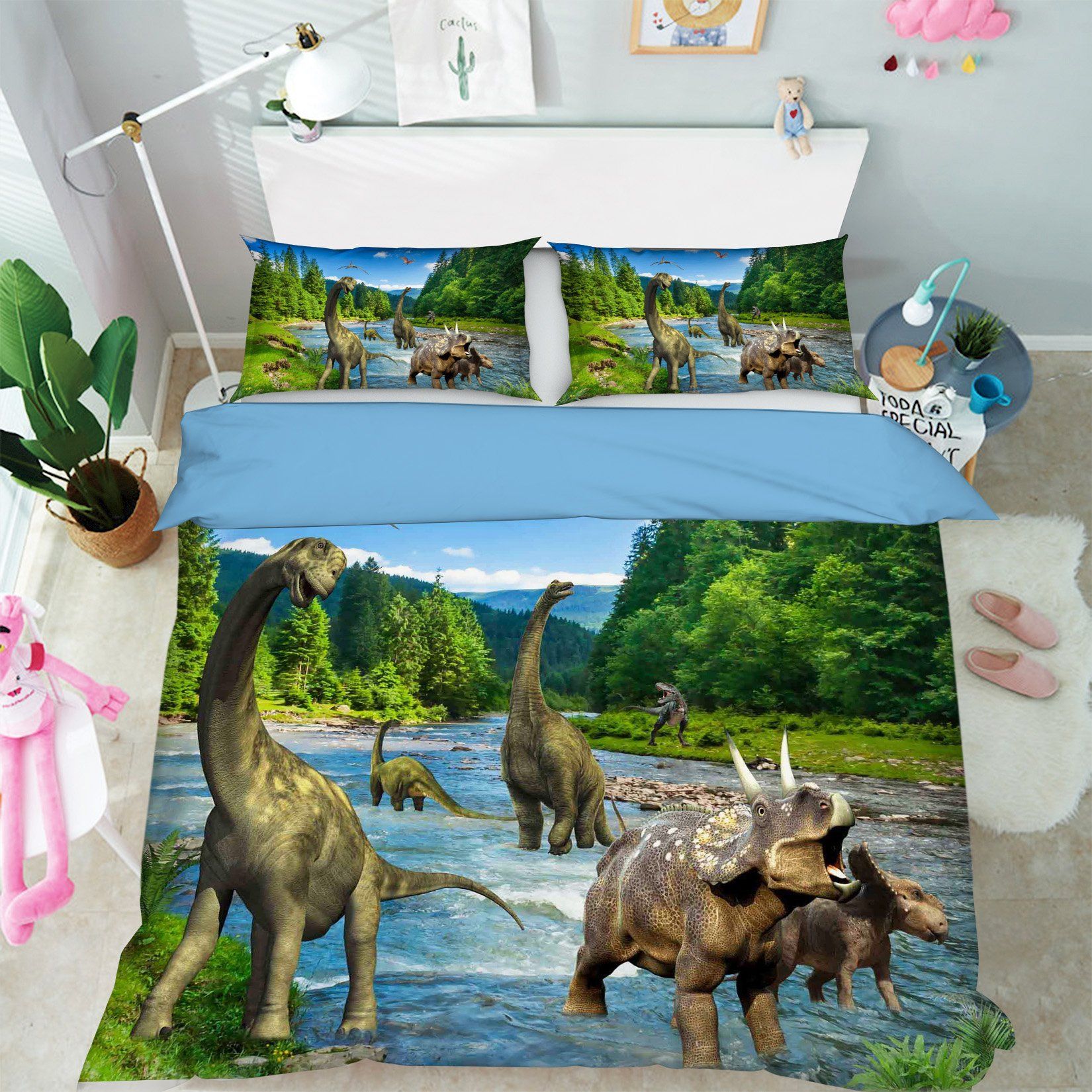 3D Dinosaur River 082 Bed Pillowcases Quilt Wallpaper AJ Wallpaper