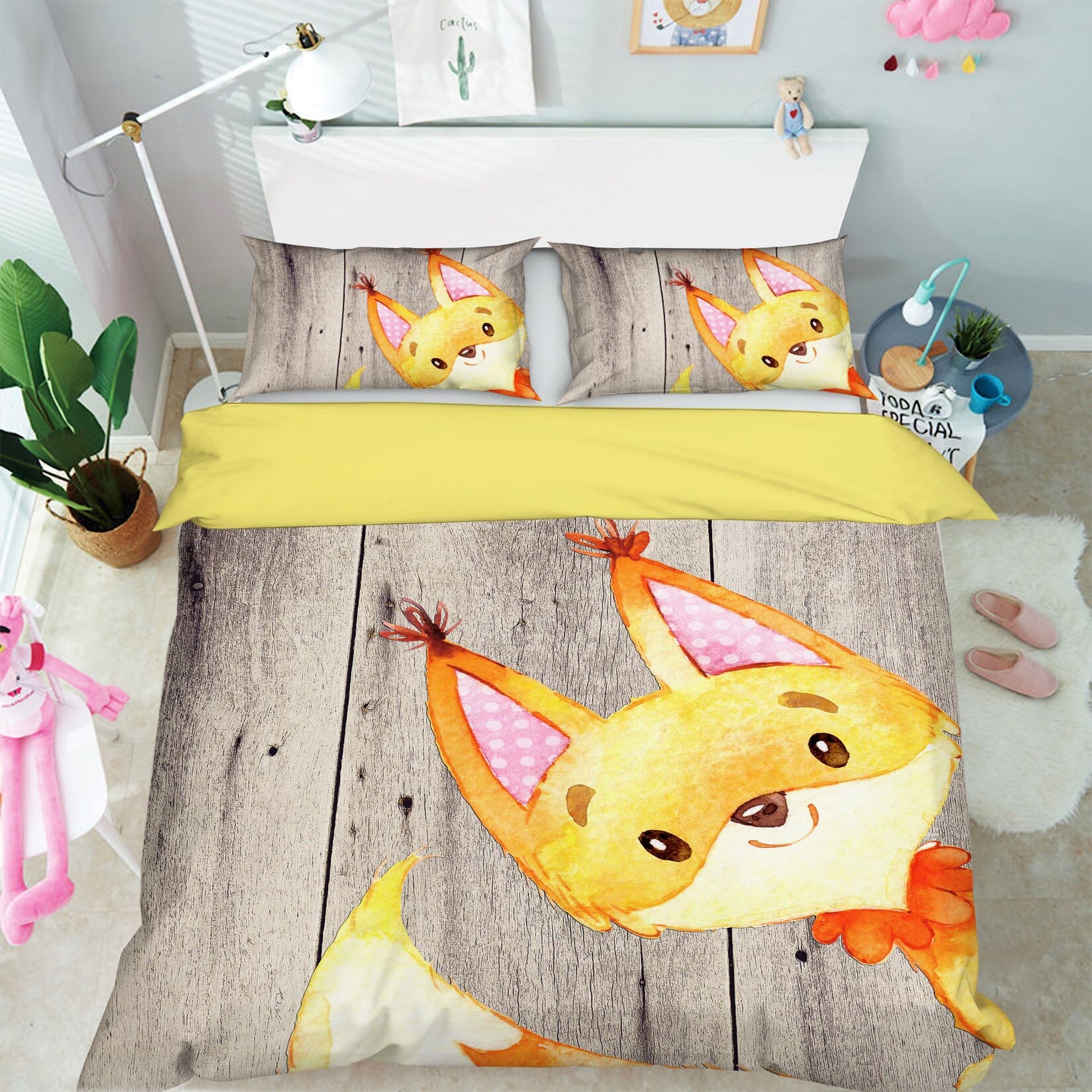 3D Yellow Fox 243 Uta Naumann Bedding Bed Pillowcases Quilt Quiet Covers AJ Creativity Home