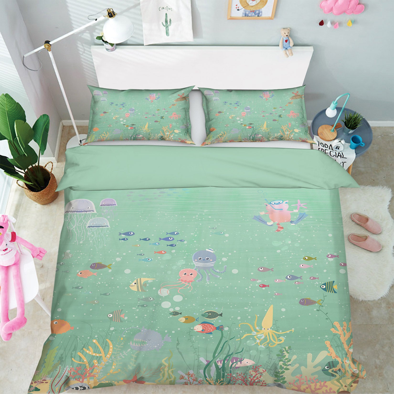 3D Fish 13100 Bed Pillowcases Quilt