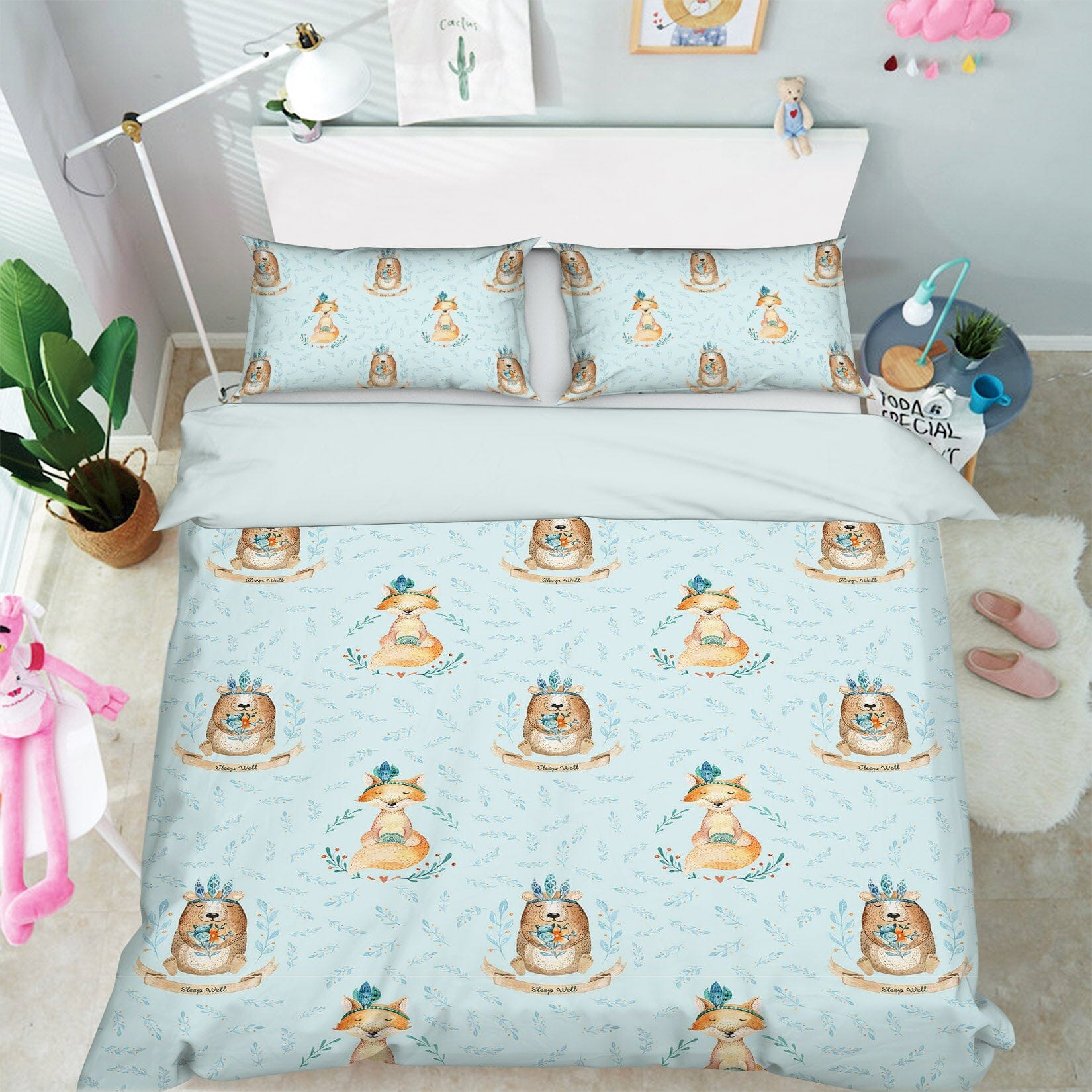 3D Fox Bear Flower 212 Uta Naumann Bedding Bed Pillowcases Quilt Quiet Covers AJ Creativity Home