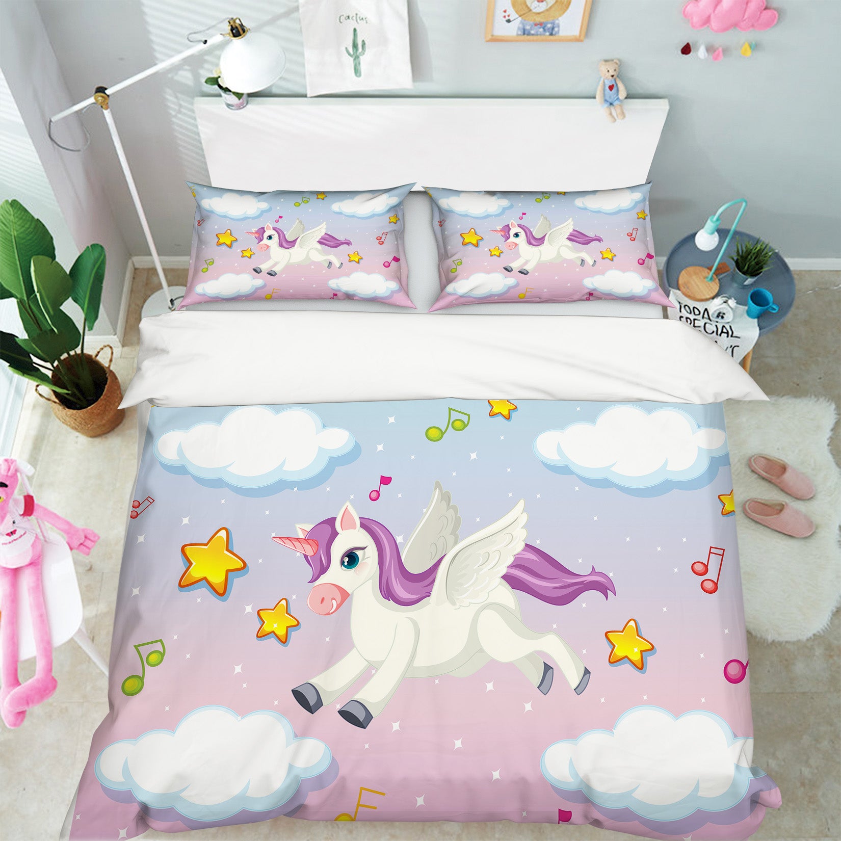 3D Unicorn Clouds Star 60213 Bed Pillowcases Quilt