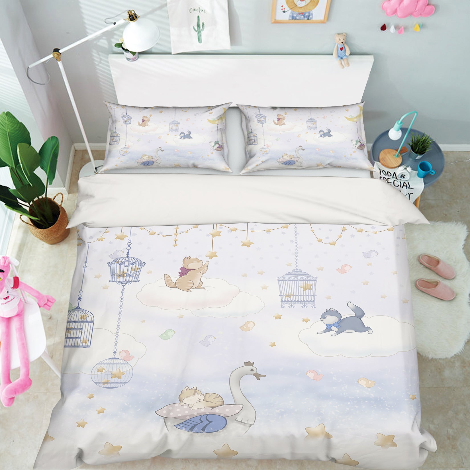 3D Swan 13102 Bed Pillowcases Quilt