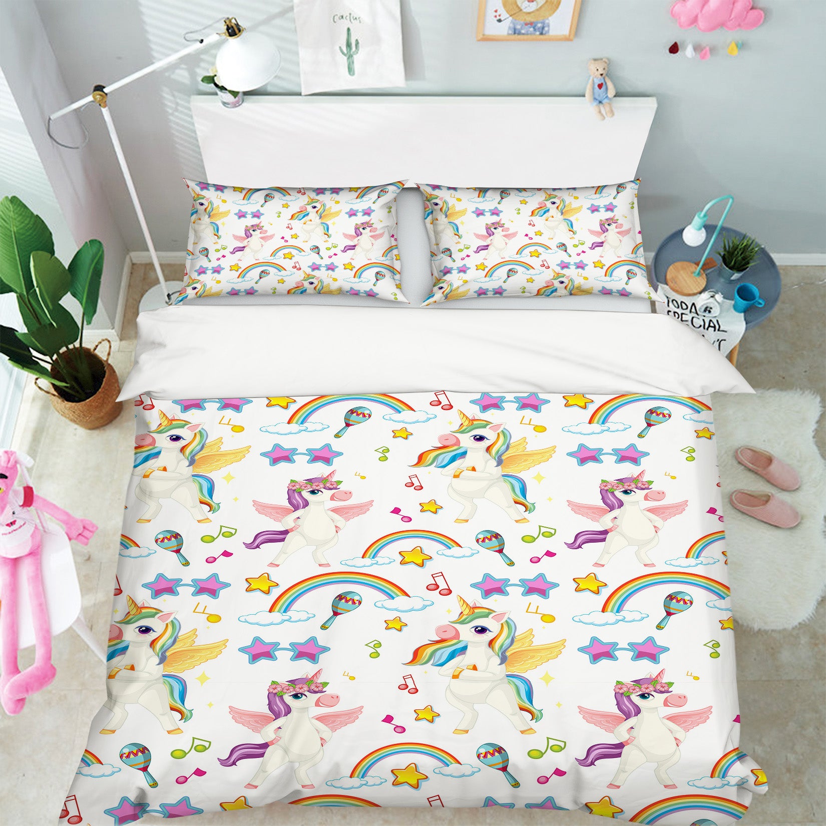 3D Rainbow Unicorn 60209 Bed Pillowcases Quilt