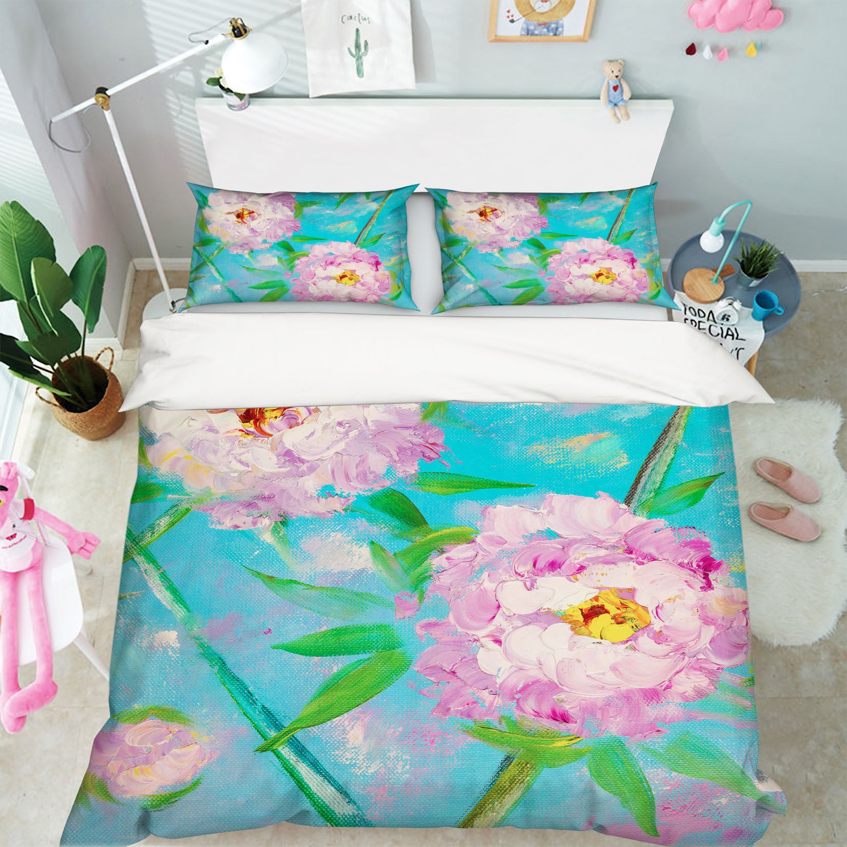 3D Pink Flower Leaves 546 Skromova Marina Bedding Bed Pillowcases Quilt