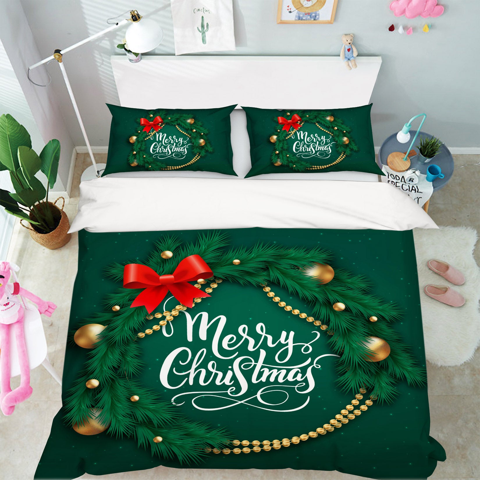 3D Circle Of Green Branches 59063 Bed Pillowcases Quilt