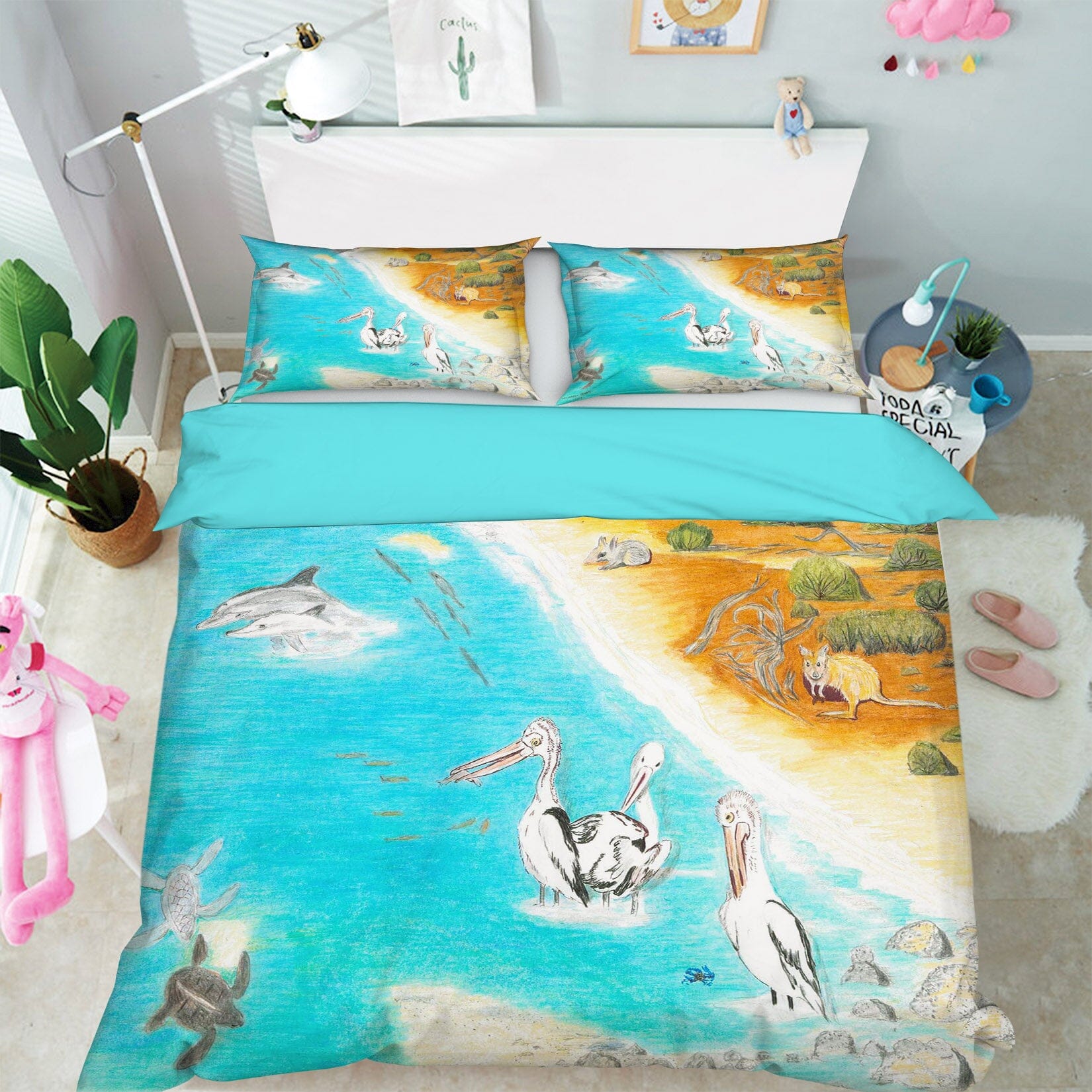 3D Beach Crane 034 Michael Sewell Bedding Bed Pillowcases Quilt Quiet Covers AJ Creativity Home