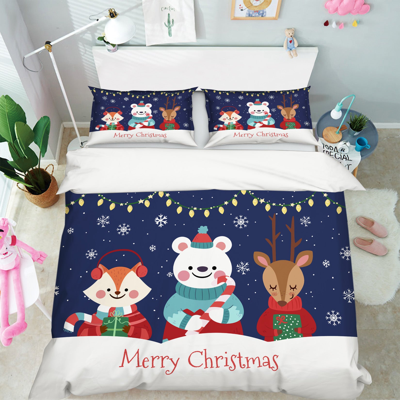 3D Bear Deer Fox 61005 Bed Pillowcases Quilt