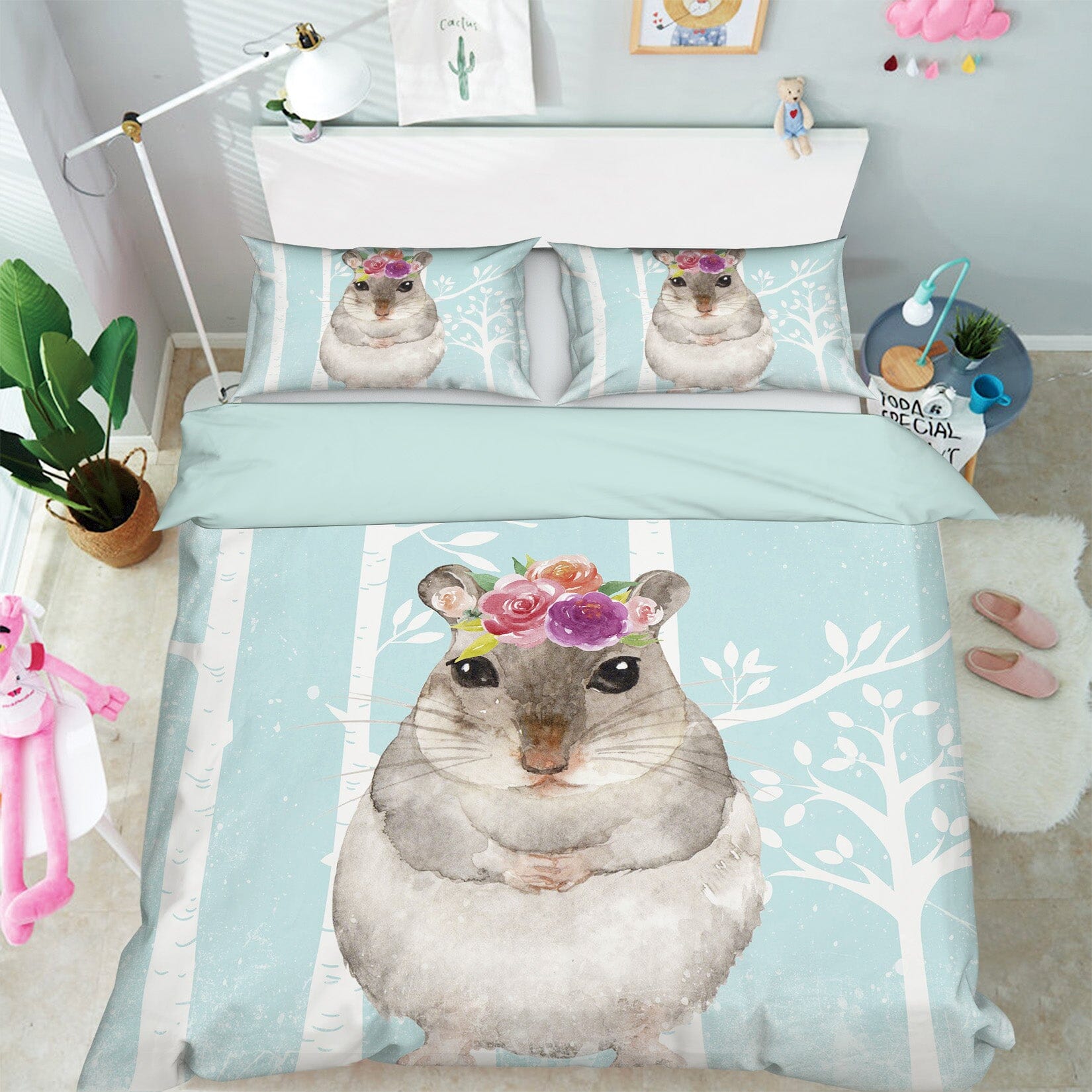 3D Squirrel Flower 251 Uta Naumann Bedding Bed Pillowcases Quilt Quiet Covers AJ Creativity Home