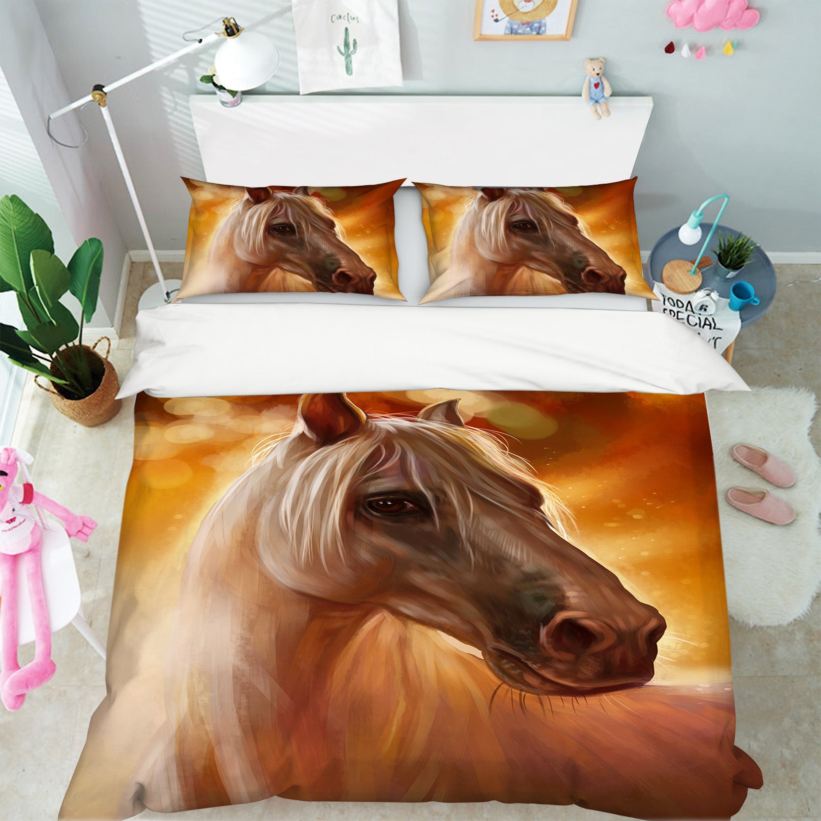 3D Sunset Horse 031 Bed Pillowcases Quilt