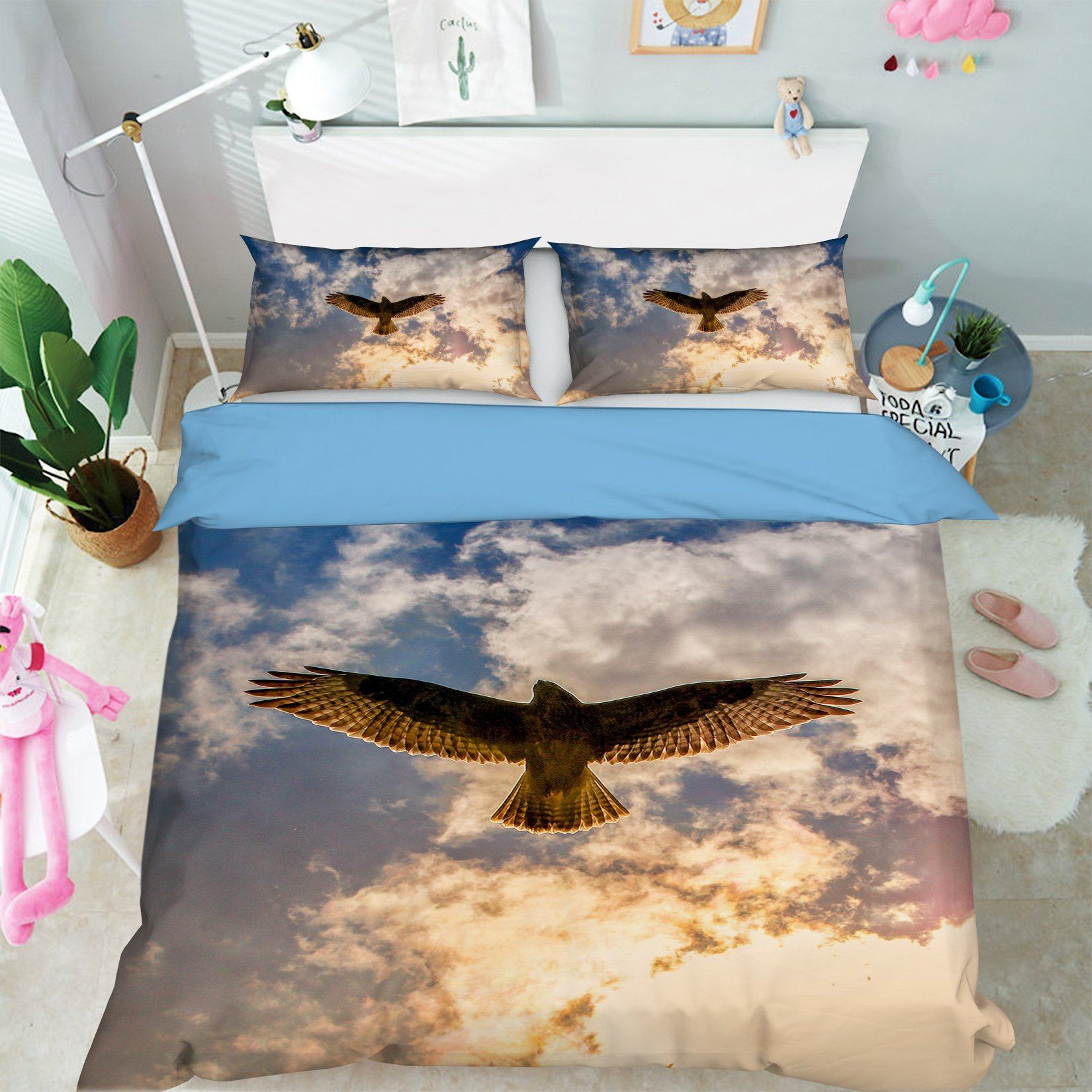 3D Eagle Flying 1924 Bed Pillowcases Quilt Quiet Covers AJ Creativity Home
