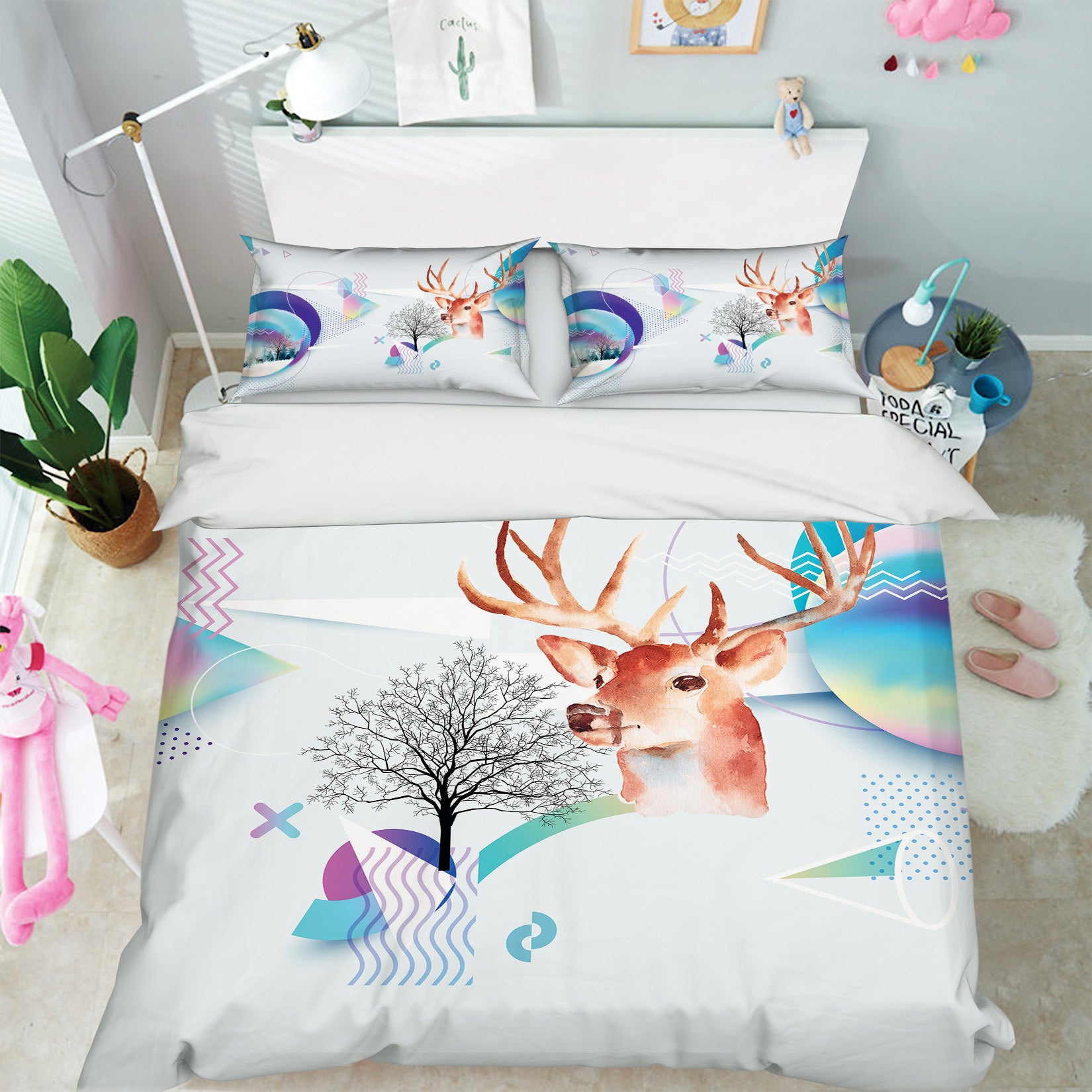 3D Deer Color 12104 Bed Pillowcases Quilt