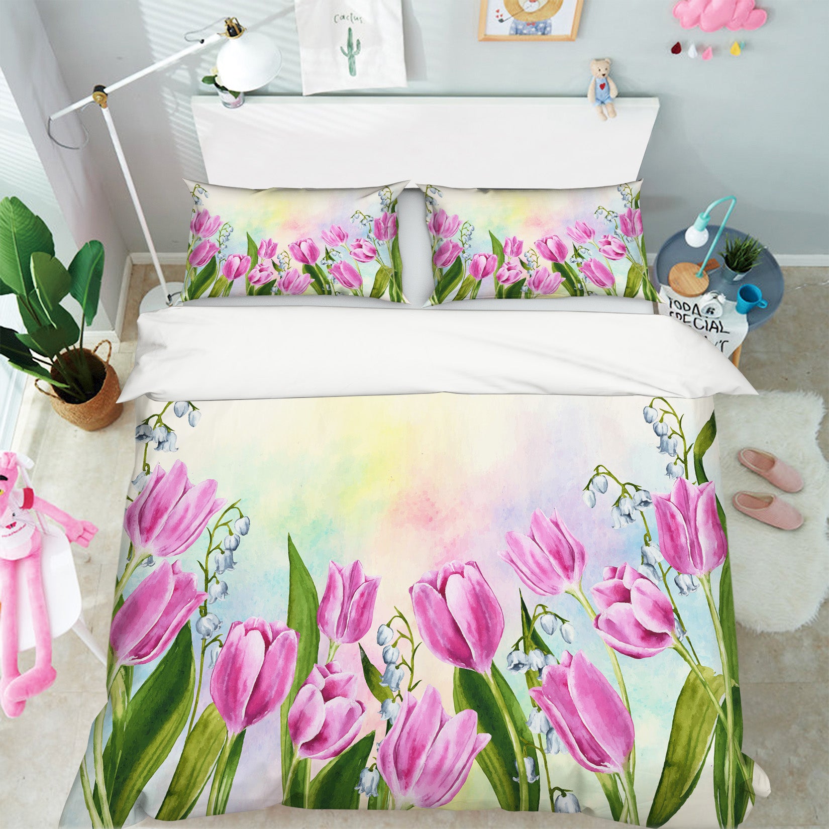 3D Purple Tulip 60186 Bed Pillowcases Quilt