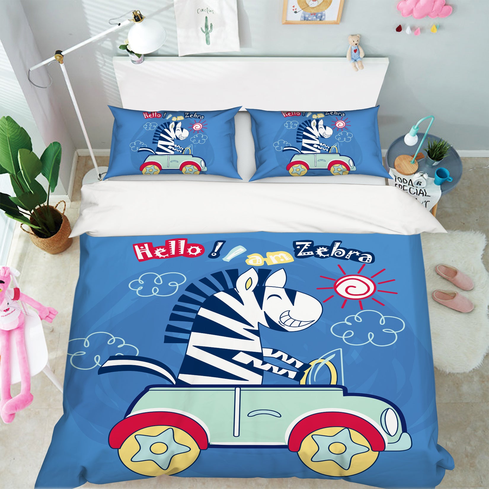 3D Car Zebra 59020 Bed Pillowcases Quilt