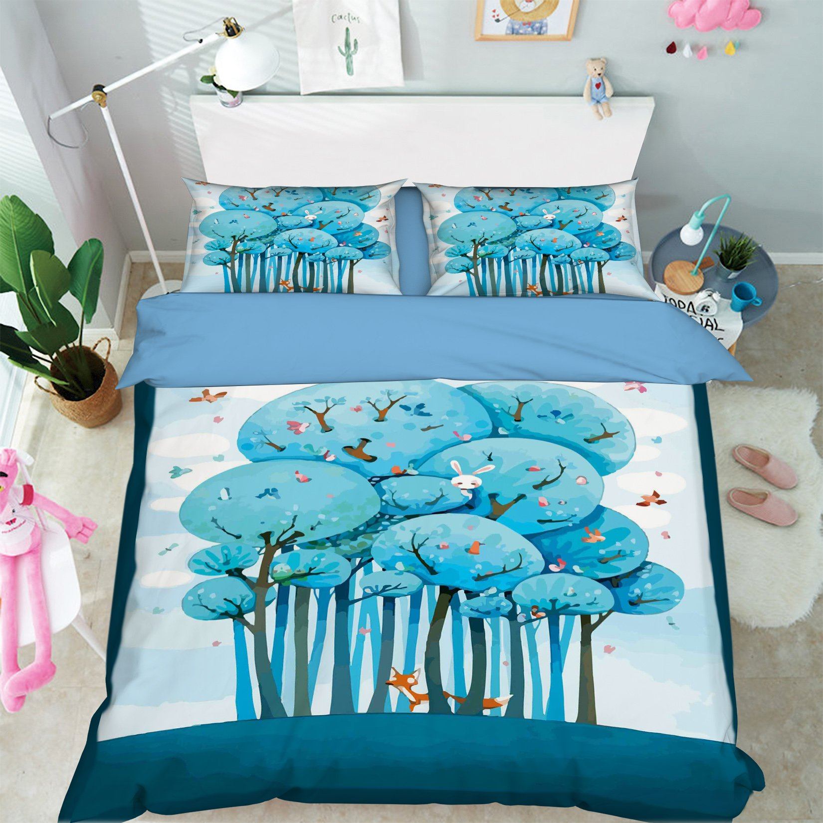 3D Fox Rabbit 062 Bed Pillowcases Quilt Wallpaper AJ Wallpaper