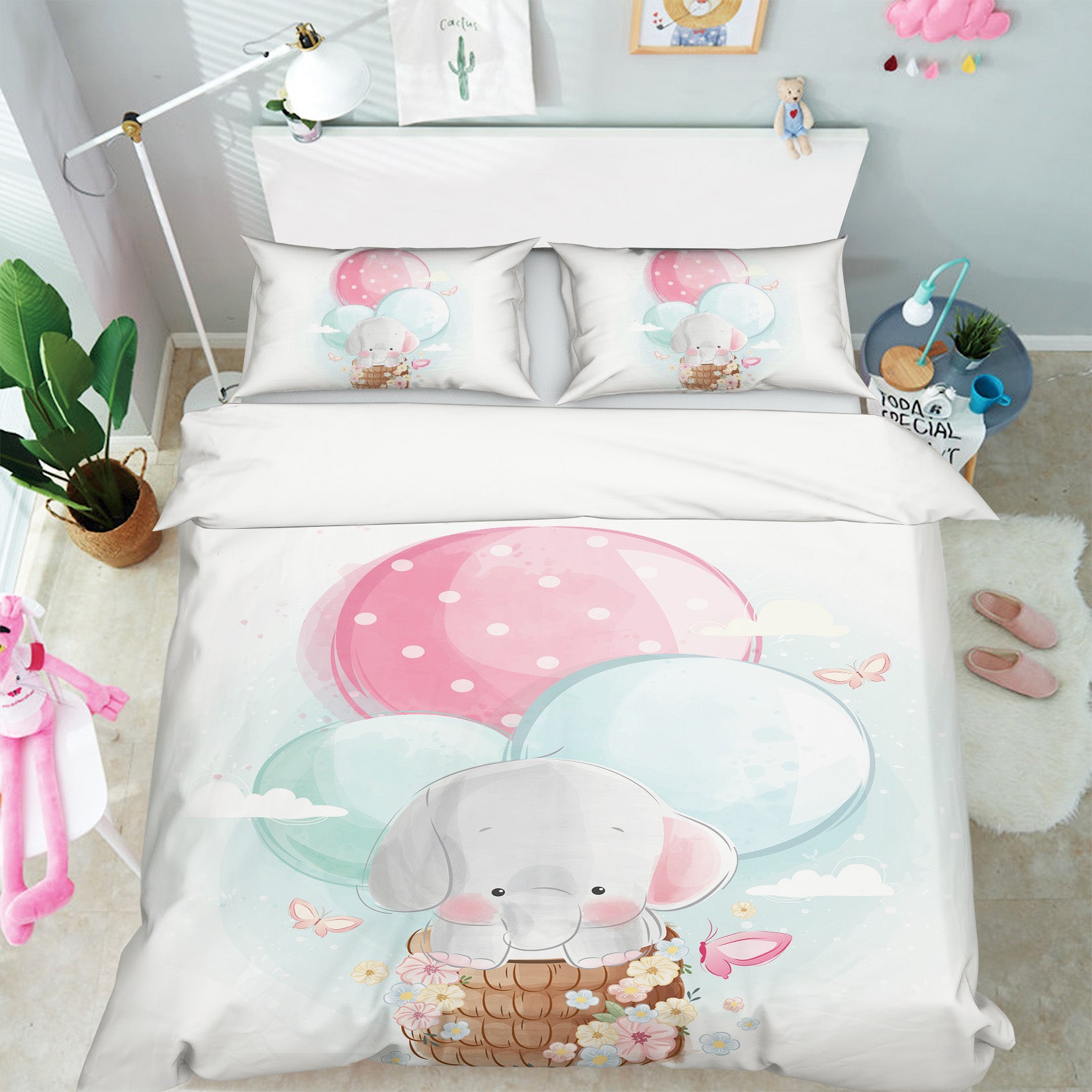 3D Balloon Elephant 59003 Bed Pillowcases Quilt