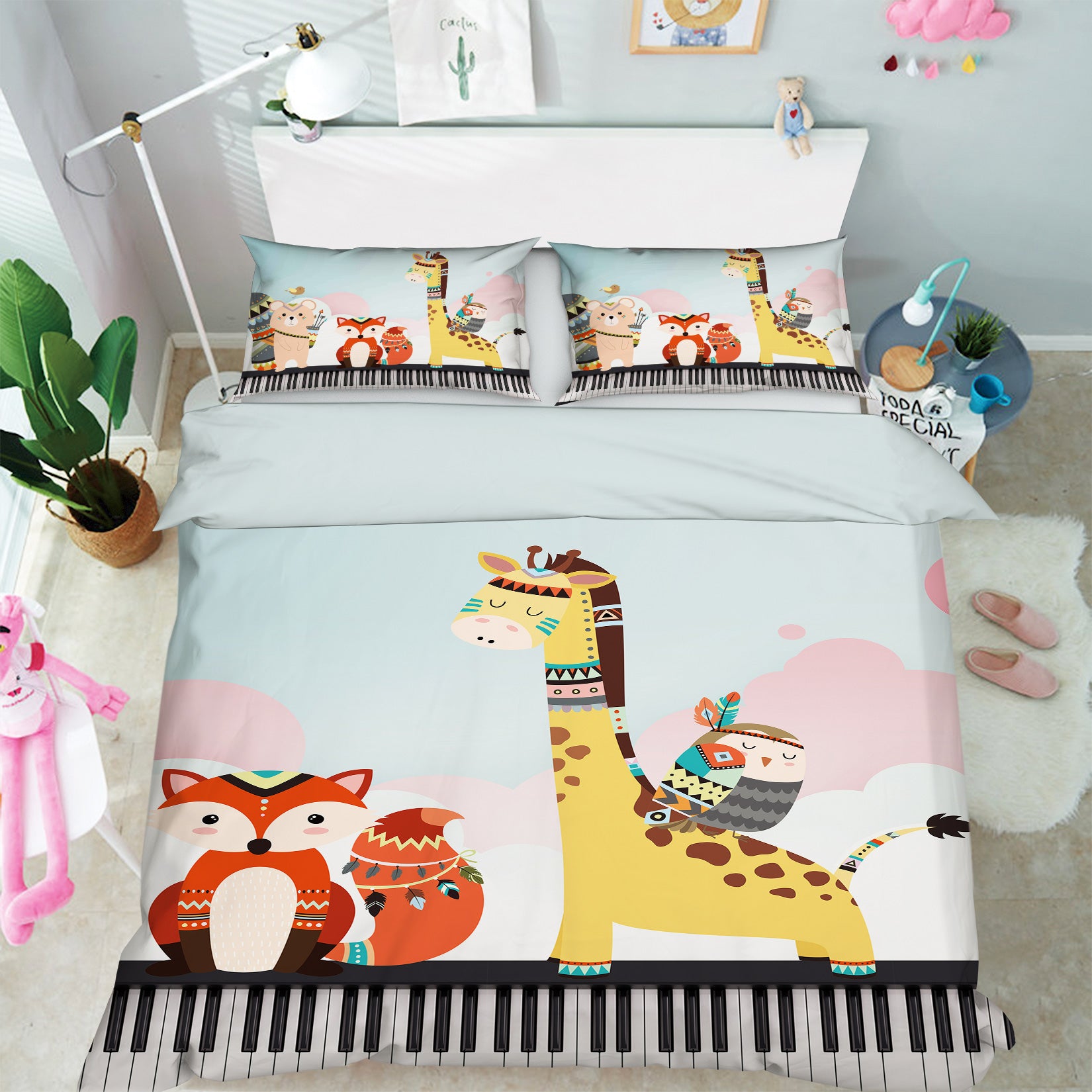 3D Giraffe Fox 13142 Bed Pillowcases Quilt