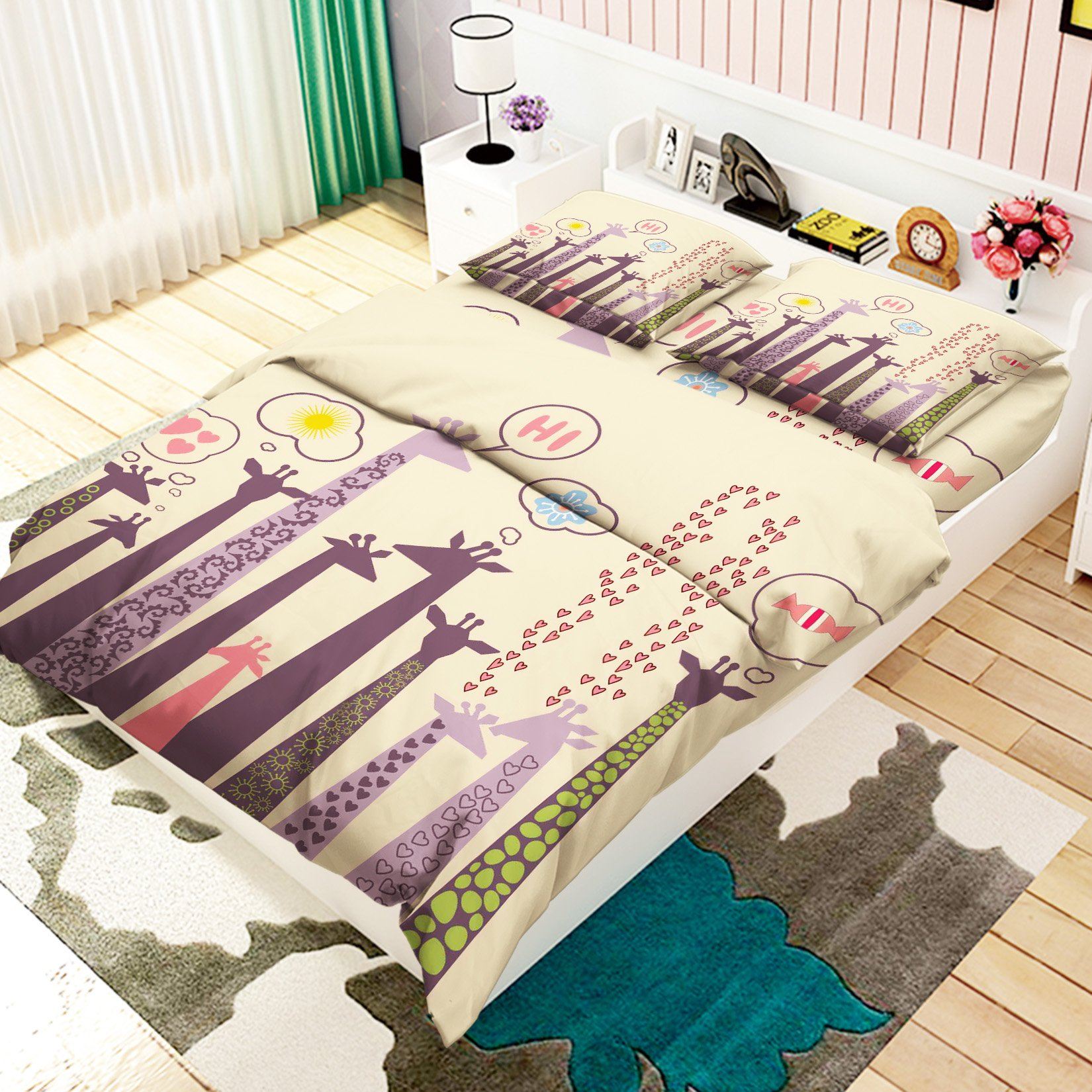 3D Cartoon Giraffes 94 Bed Pillowcases Quilt Wallpaper AJ Wallpaper
