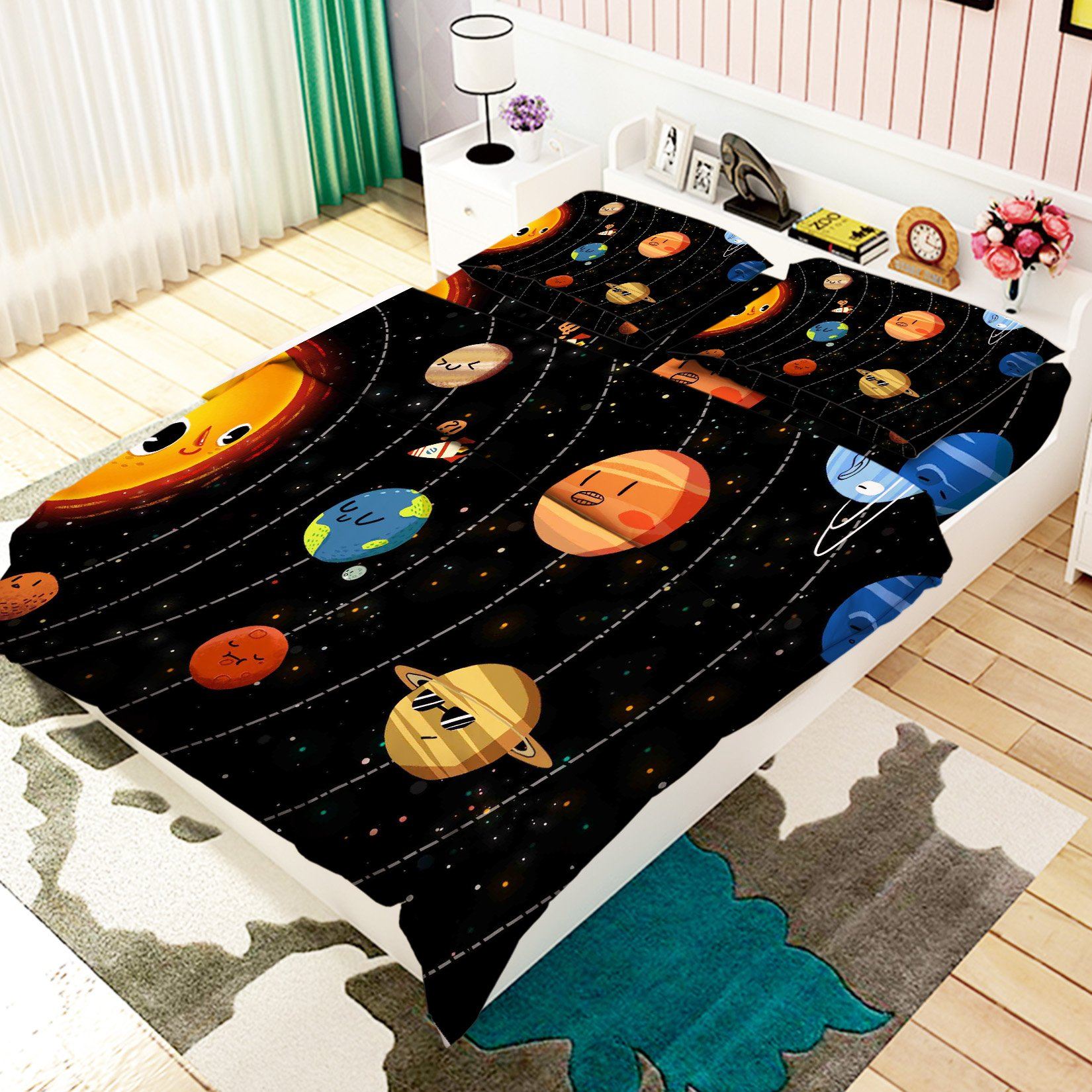 3D Planets Orbit 49 Bed Pillowcases Quilt Wallpaper AJ Wallpaper