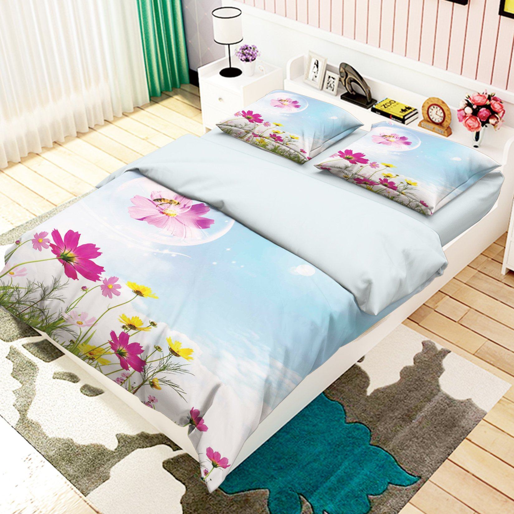 3D Flying Flowers 133 Bed Pillowcases Quilt Wallpaper AJ Wallpaper