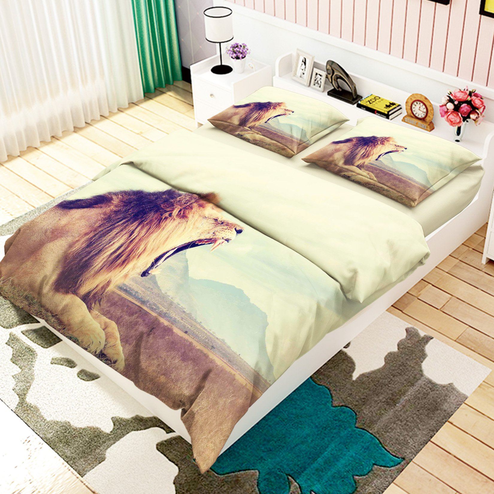 3D Yawning Lion 40 Bed Pillowcases Quilt Wallpaper AJ Wallpaper