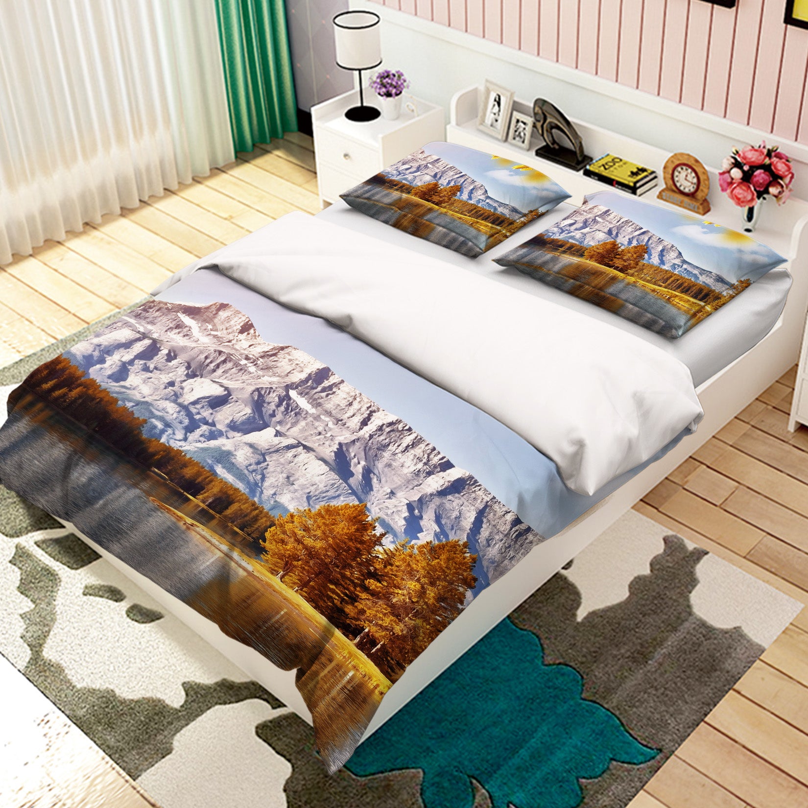 3D Snow Mountain 19175 Bed Pillowcases Quilt