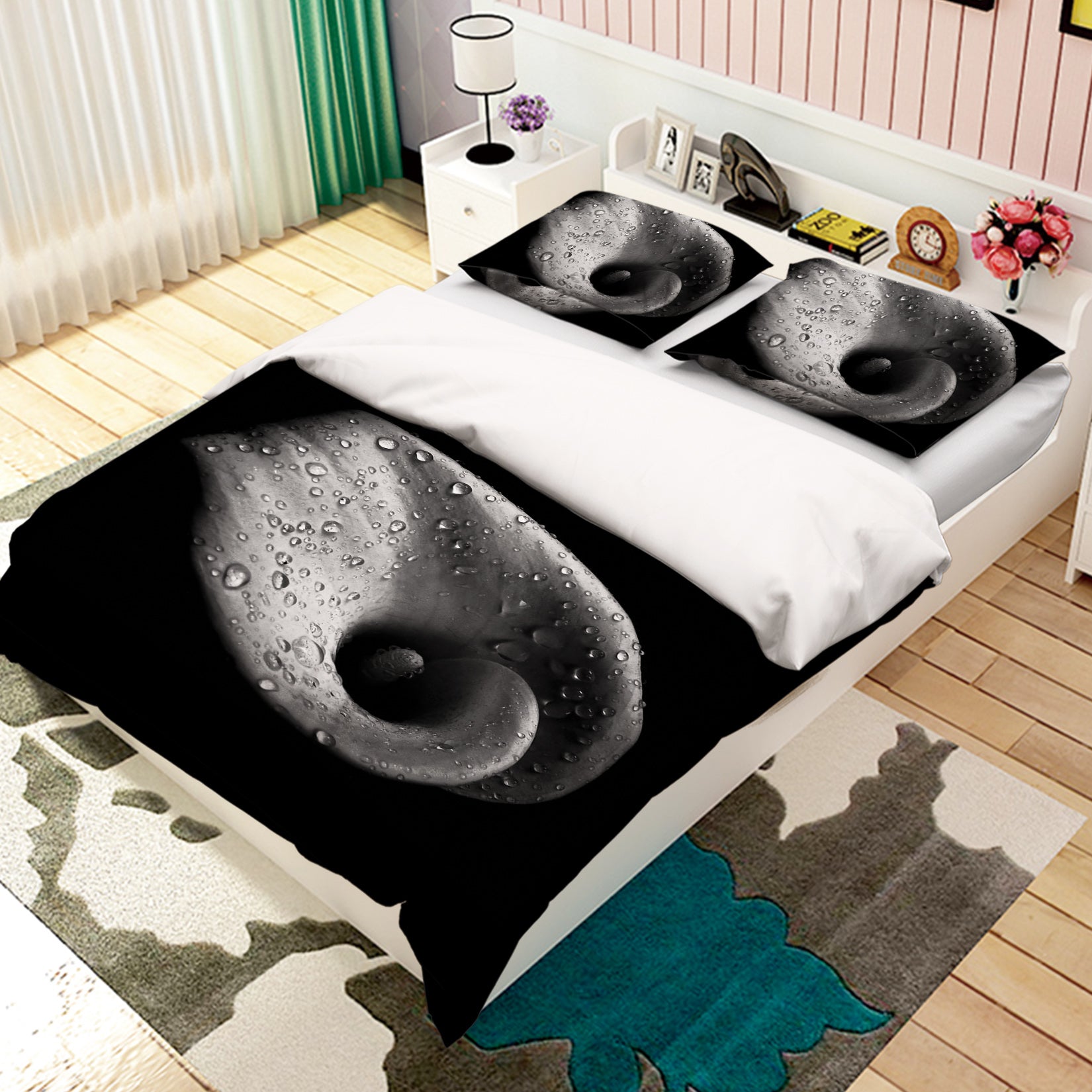 3D Lily Dewdrop 096 Bed Pillowcases Quilt