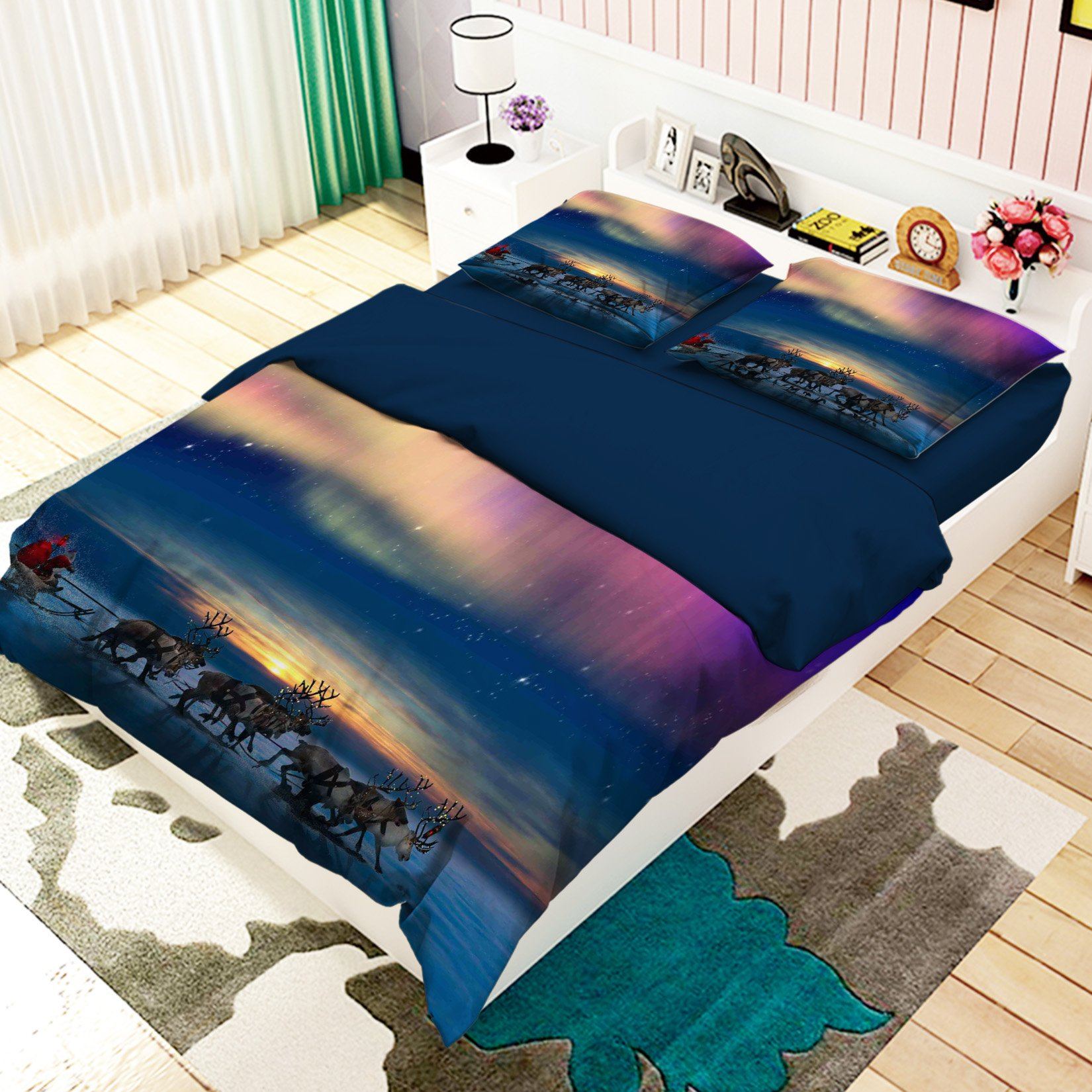 3D Santa Claus Aurora 242 Bed Pillowcases Quilt Wallpaper AJ Wallpaper