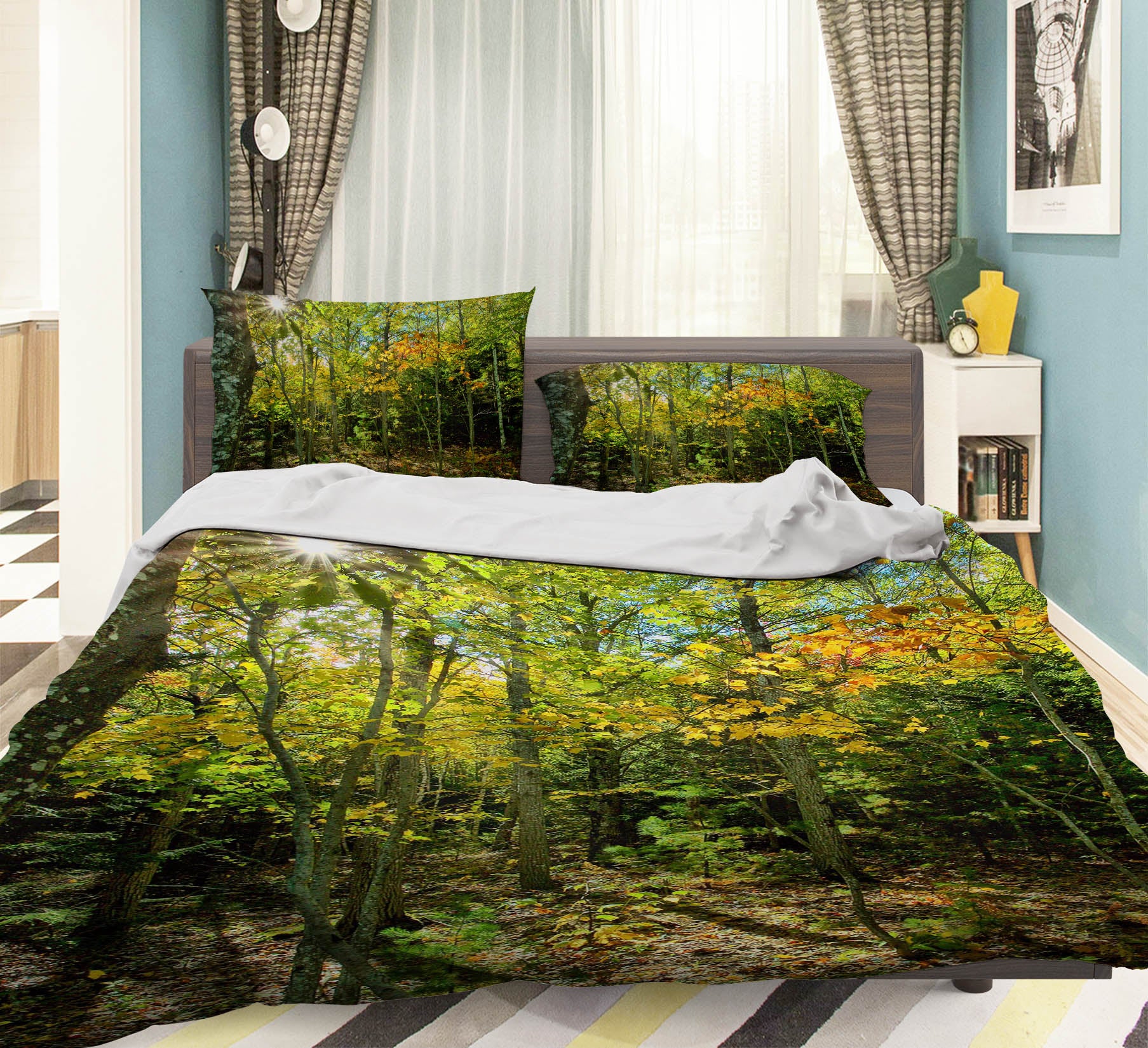 3D Fall In The Forest 62009 Kathy Barefield Bedding Bed Pillowcases Quilt