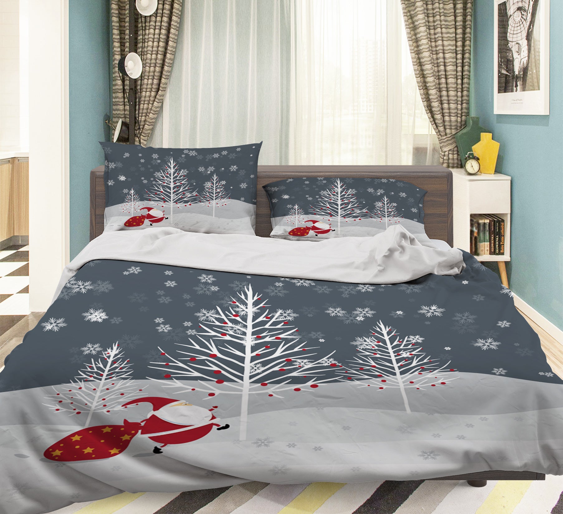 3D Tree Santa Snowflake 45040 Christmas Quilt Duvet Cover Xmas Bed Pillowcases