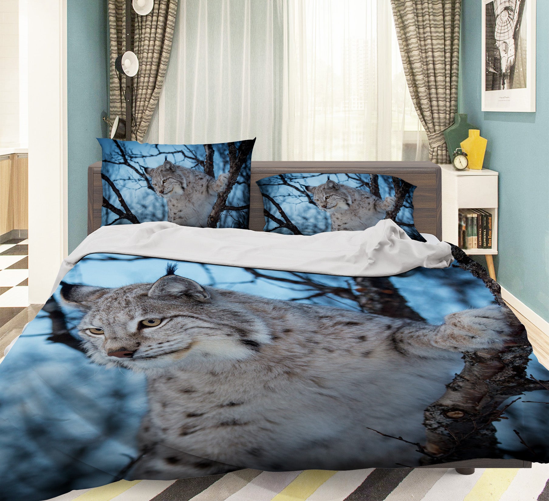 3D White Leopard 21023 Bed Pillowcases Quilt