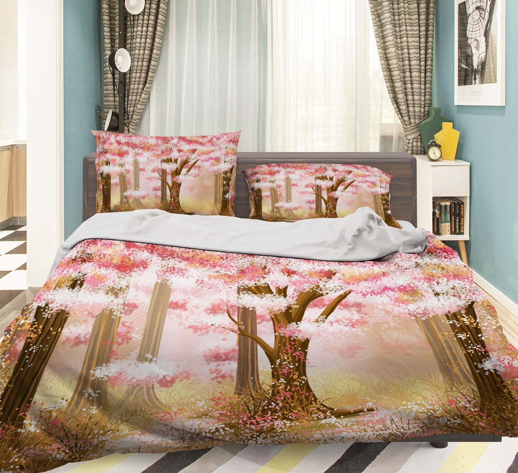 3D Pink Tree 60204 Bed Pillowcases Quilt