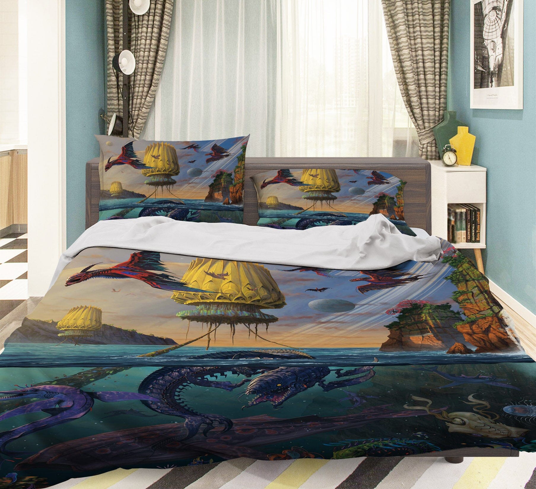 3D Pterosaur Whale 035 Bed Pillowcases Quilt Exclusive Designer Vincent Quiet Covers AJ Creativity Home