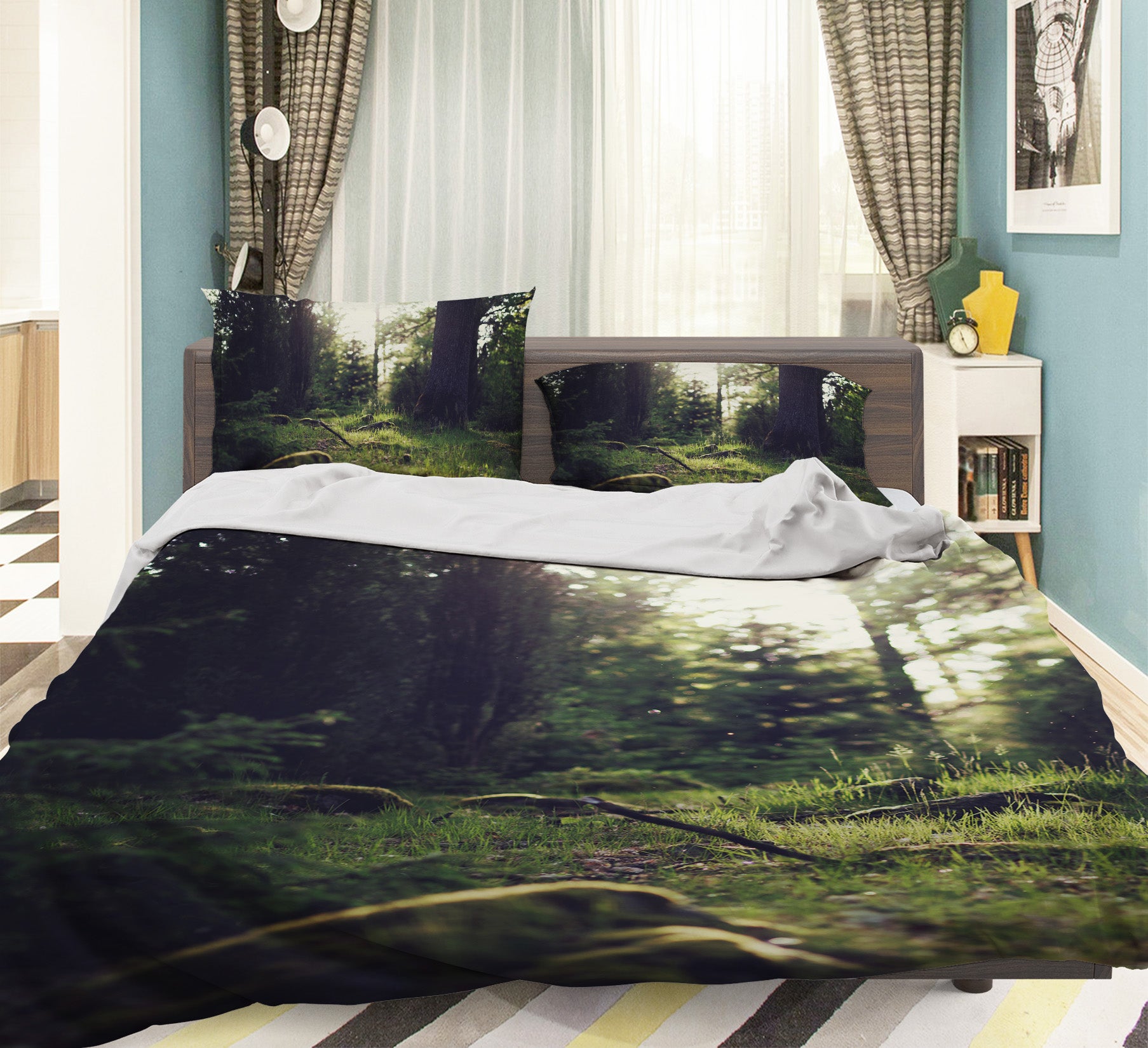 3D Forest Lawn 19145 Bed Pillowcases Quilt