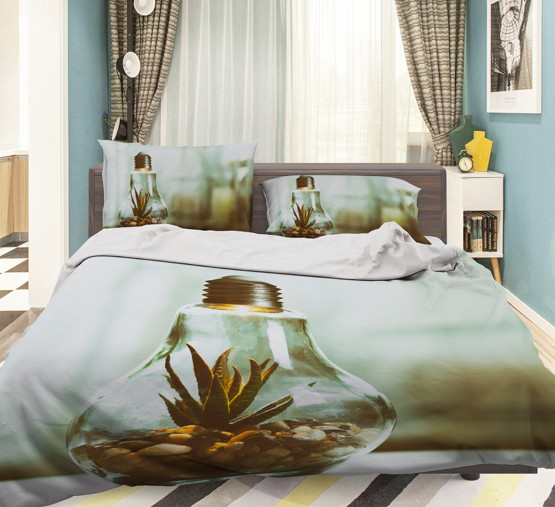 3D Light Bulb 19139 Bed Pillowcases Quilt