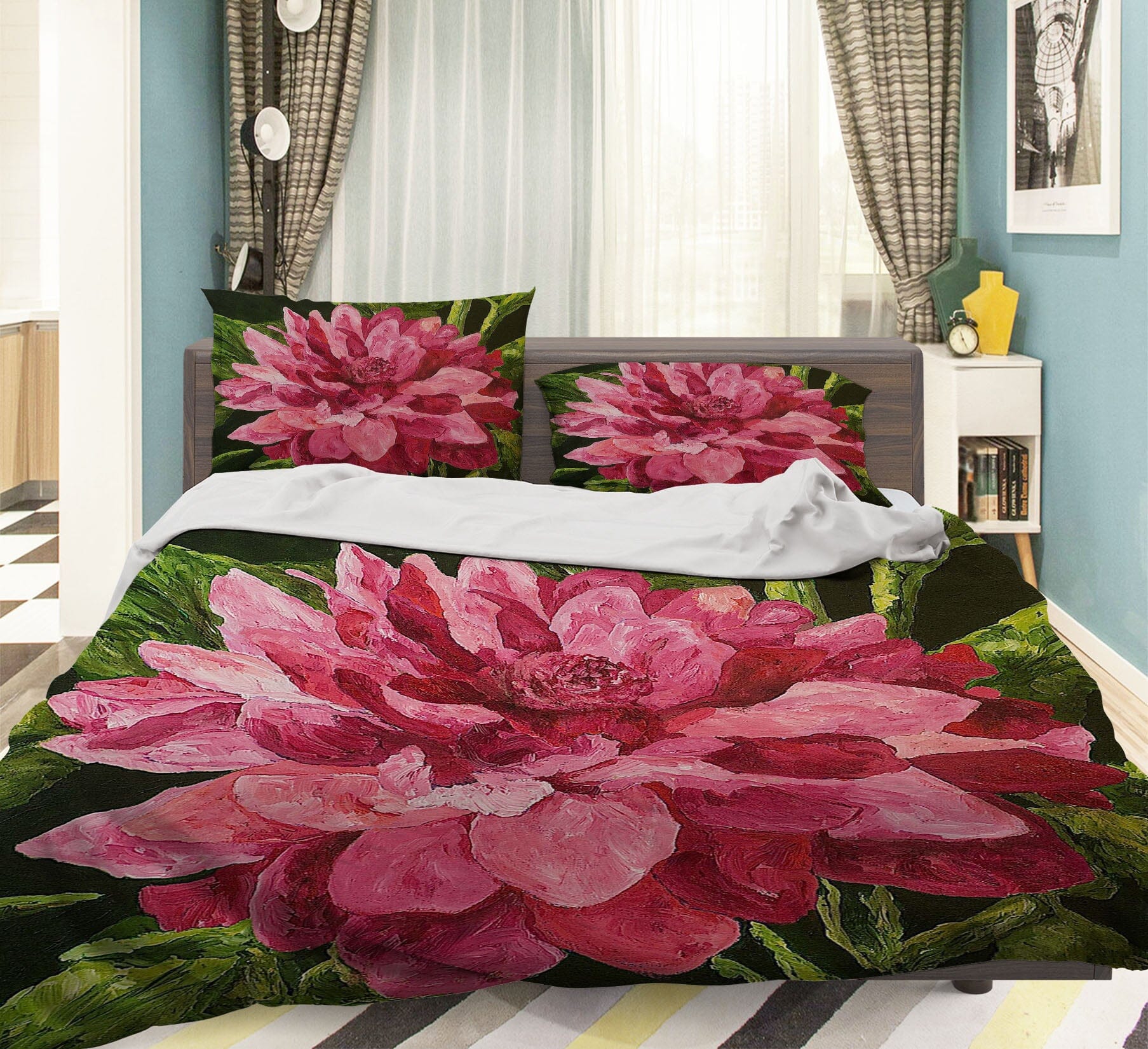3D Peony Blossom 1041 Allan P. Friedlander Bedding Bed Pillowcases Quilt Quiet Covers AJ Creativity Home