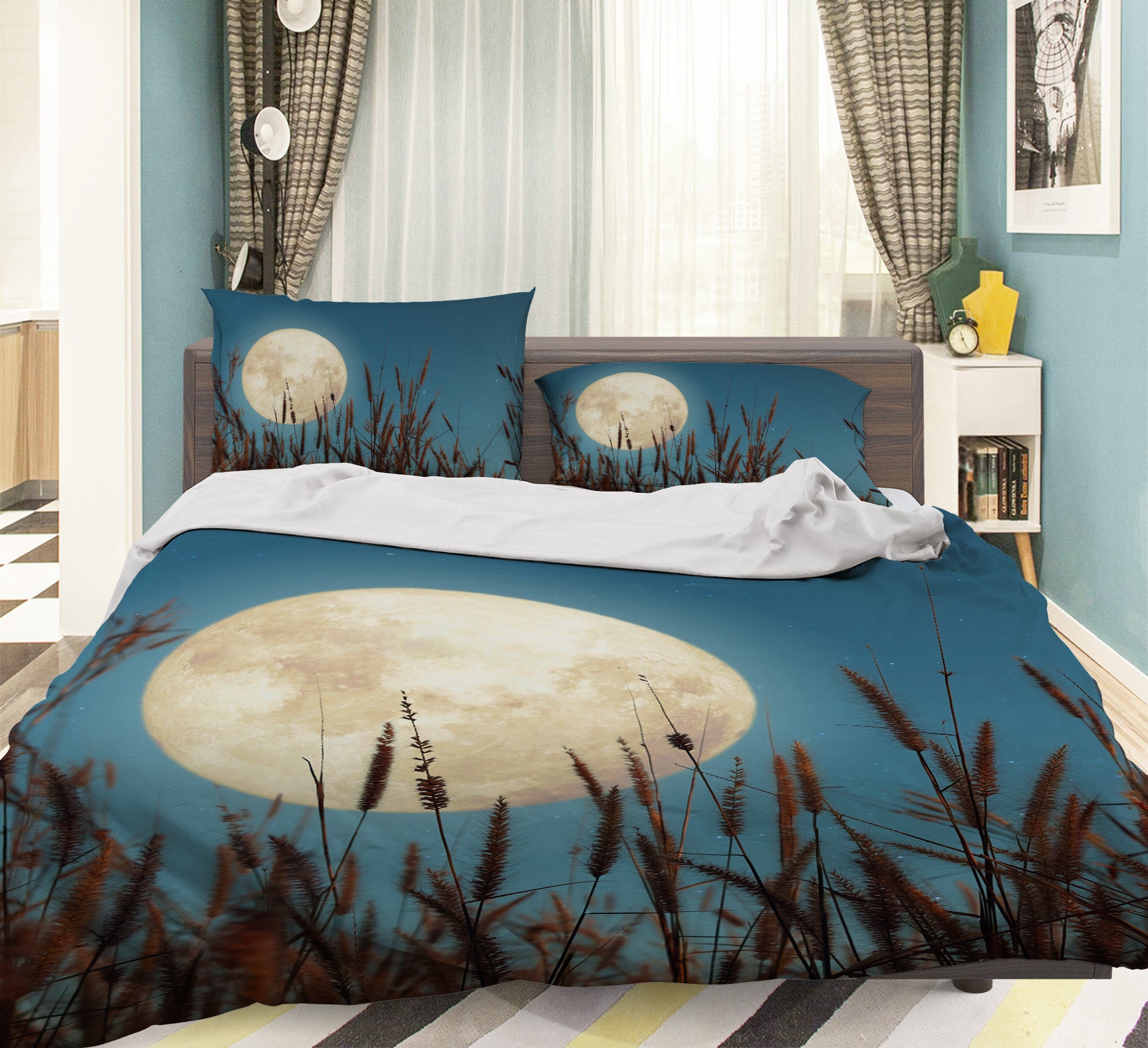 3D Moon Reed 61007 Bed Pillowcases Quilt