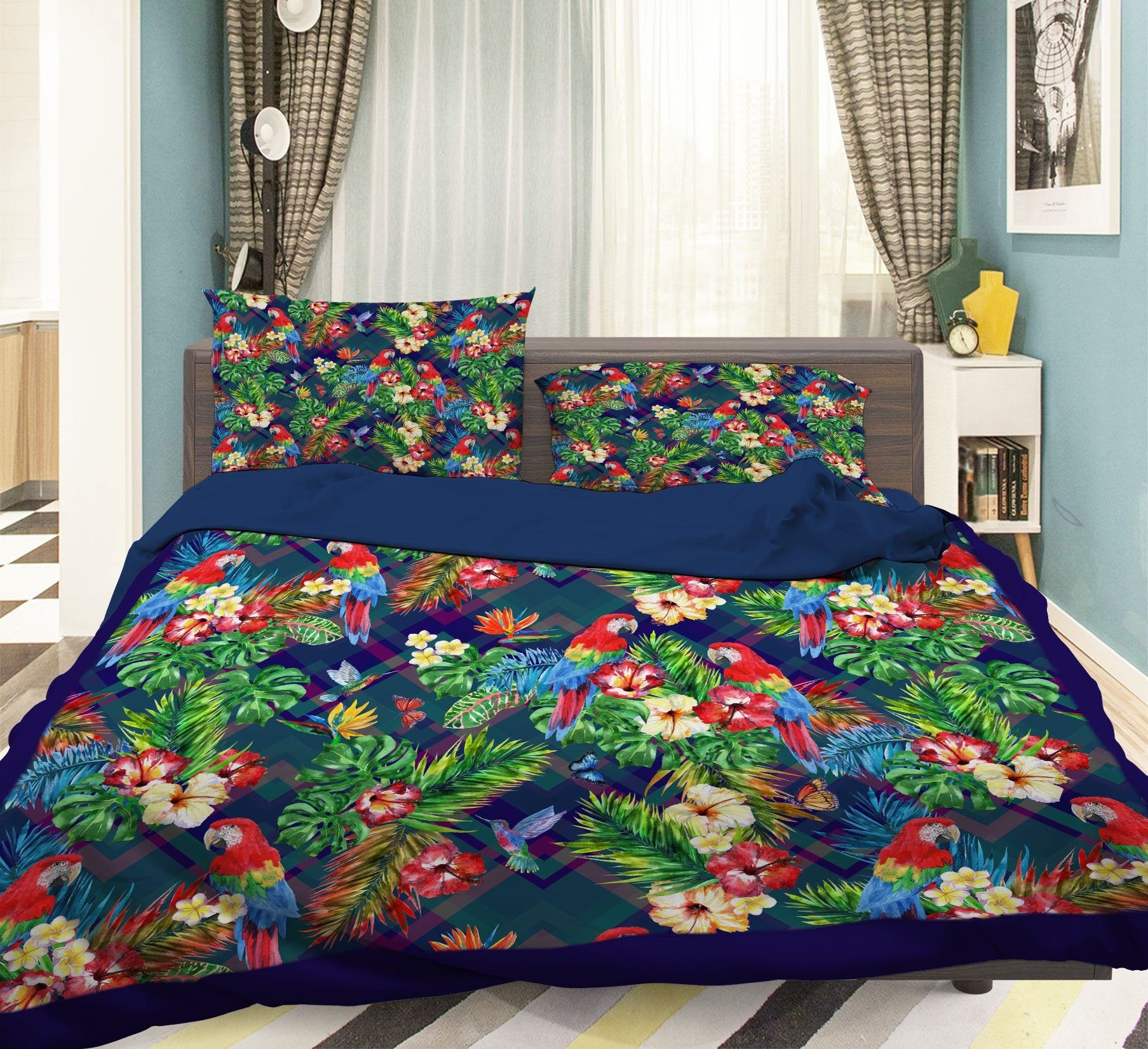3D Pair Of Parrots 151 Bed Pillowcases Quilt Wallpaper AJ Wallpaper