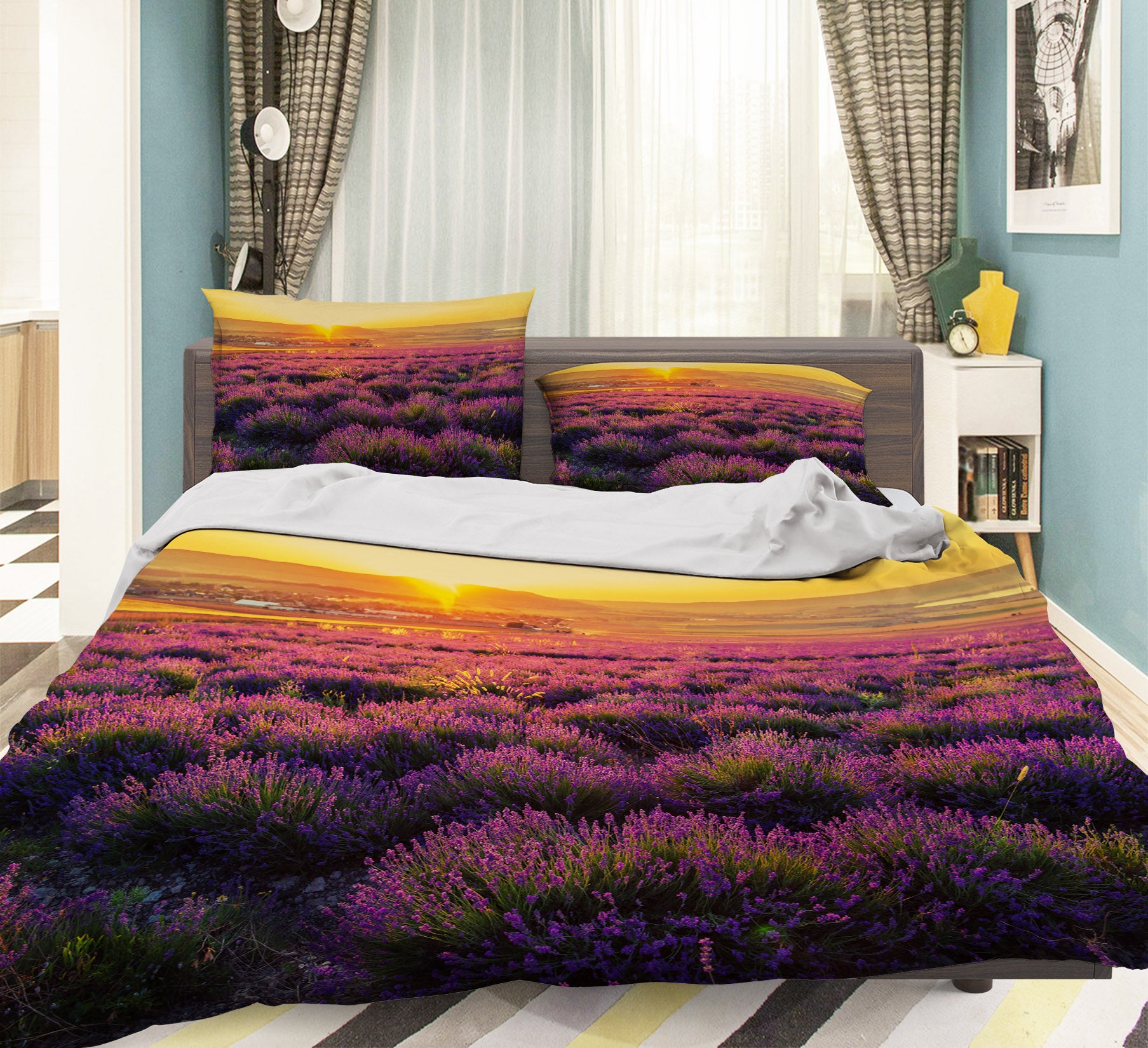 3D Purple Flowers 60229 Bed Pillowcases Quilt