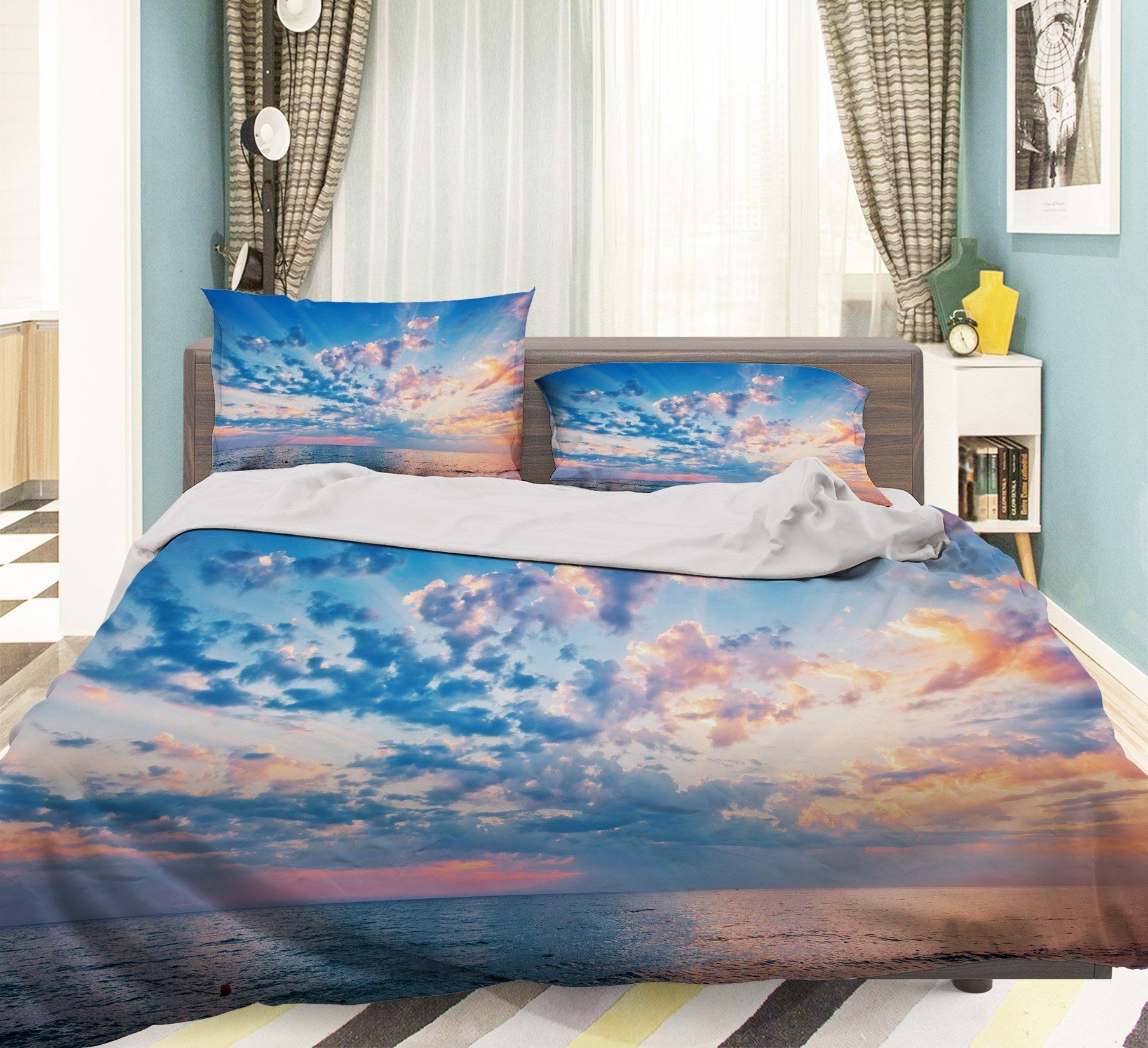 3D Sea Sunset Clouds 226 Bed Pillowcases Quilt Wallpaper AJ Wallpaper
