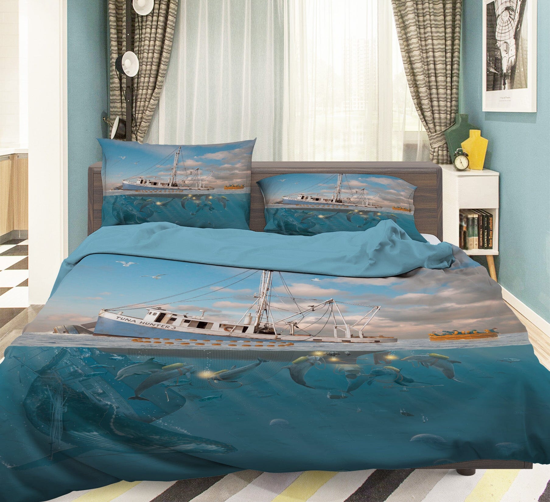 3D Rage Of The Dolphin 071 Bed Pillowcases Quilt Exclusive Designer Vincent Quiet Covers AJ Creativity Home